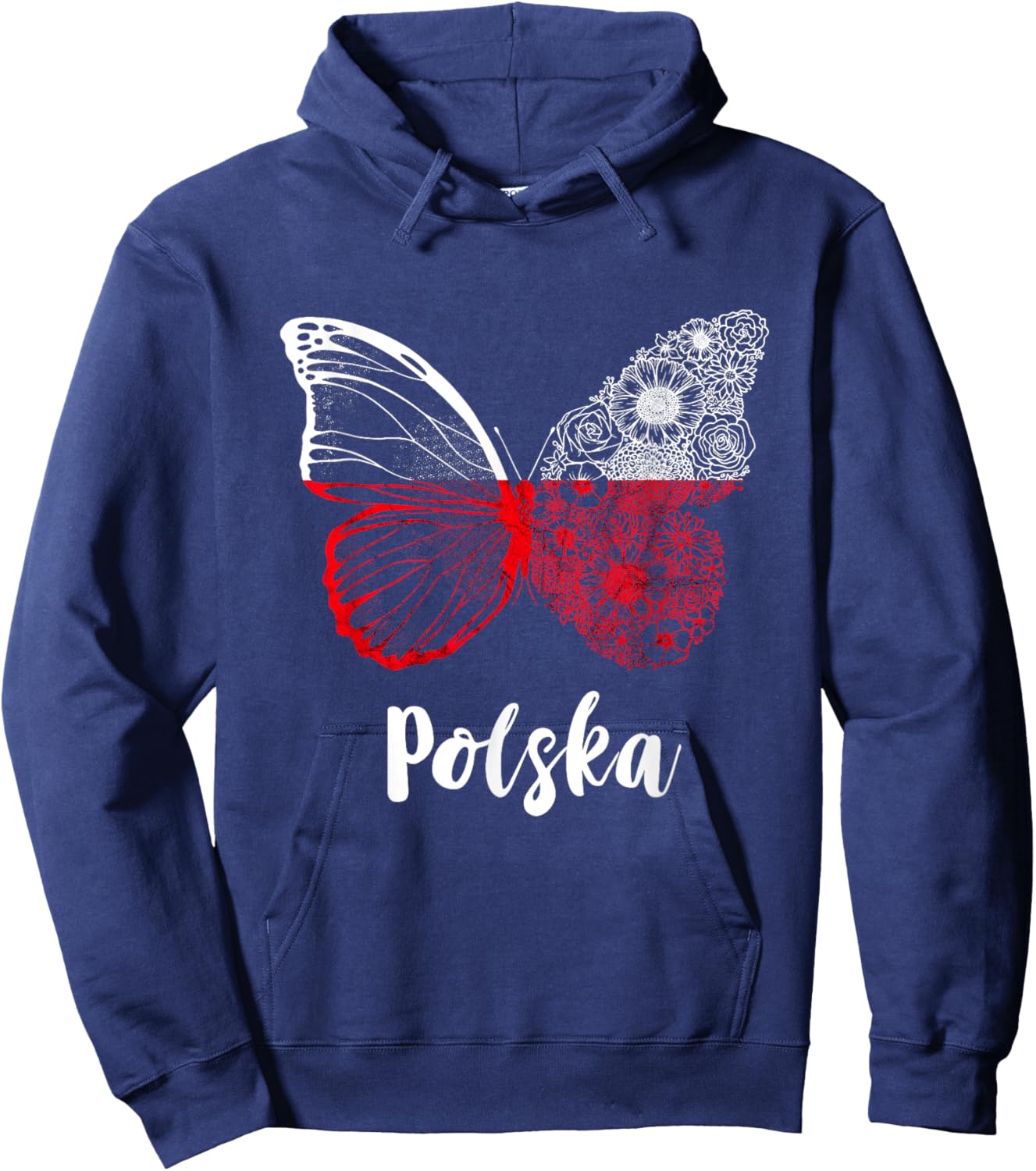 Polska Butterfly Wing Polish Pride Poland Flag Polish Roots Hoodie - Hoodie | Navy