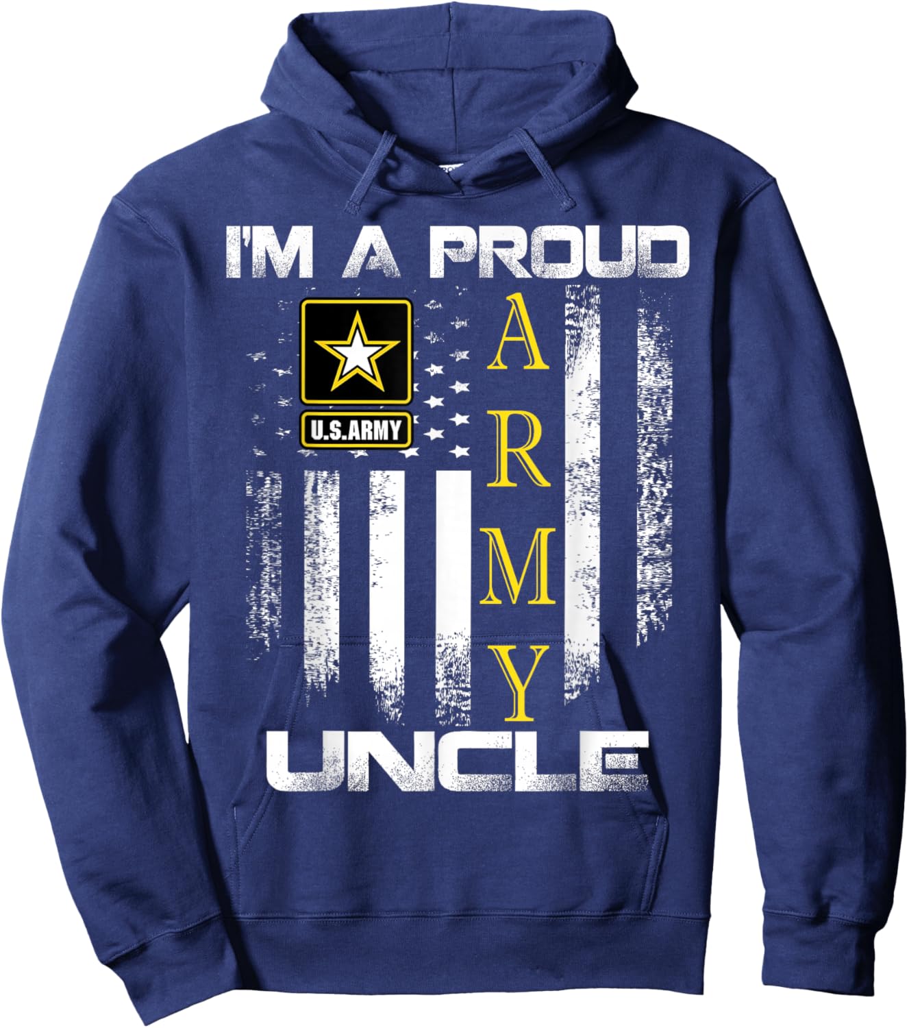 Vintage I'm A Proud Army Uncle With American Flag Gift Hoodie - Hoodie | Navy