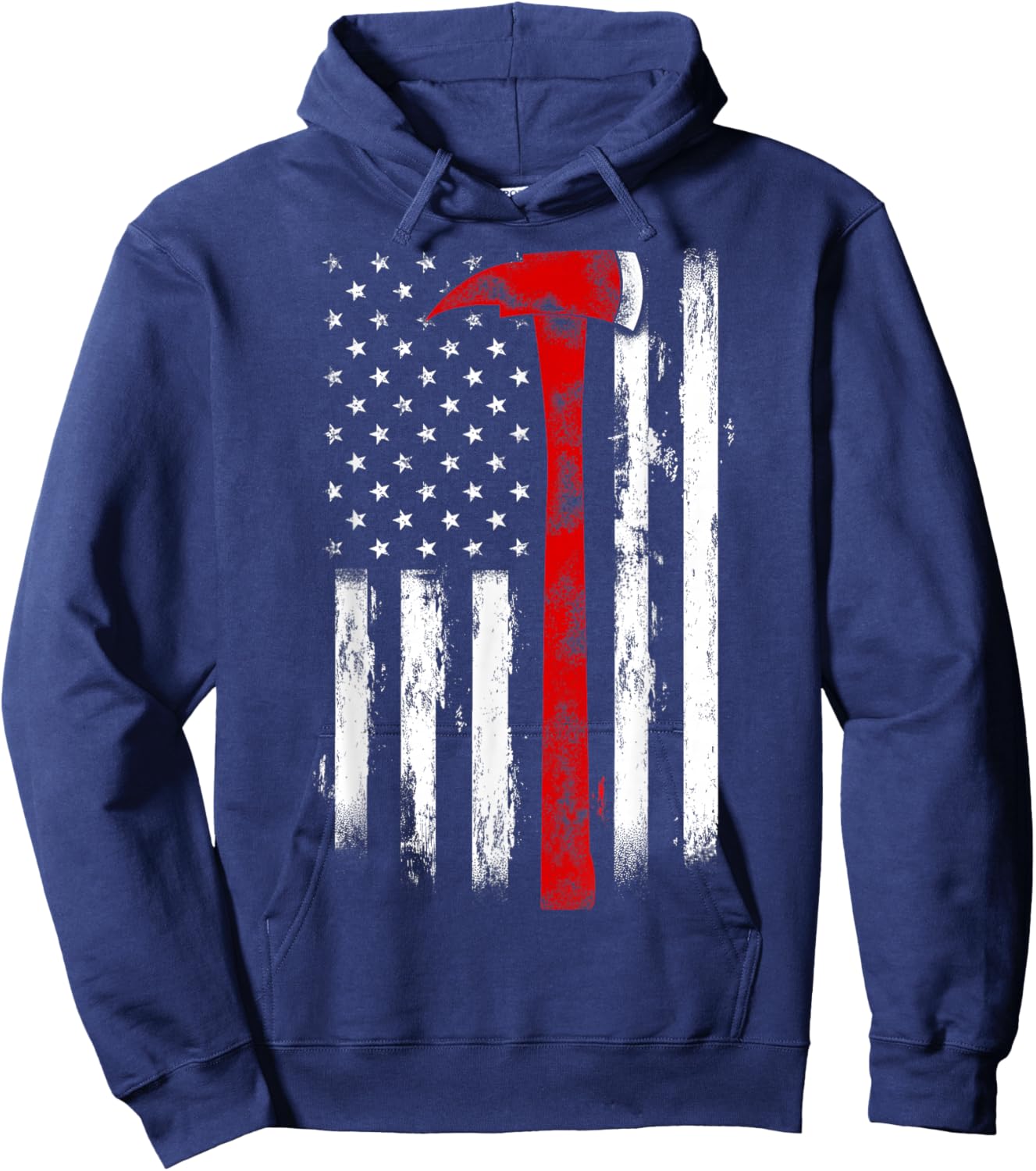 Fireman Ax Fire Department Firefighter American Axe Flag Hoodie - Hoodie | Navy