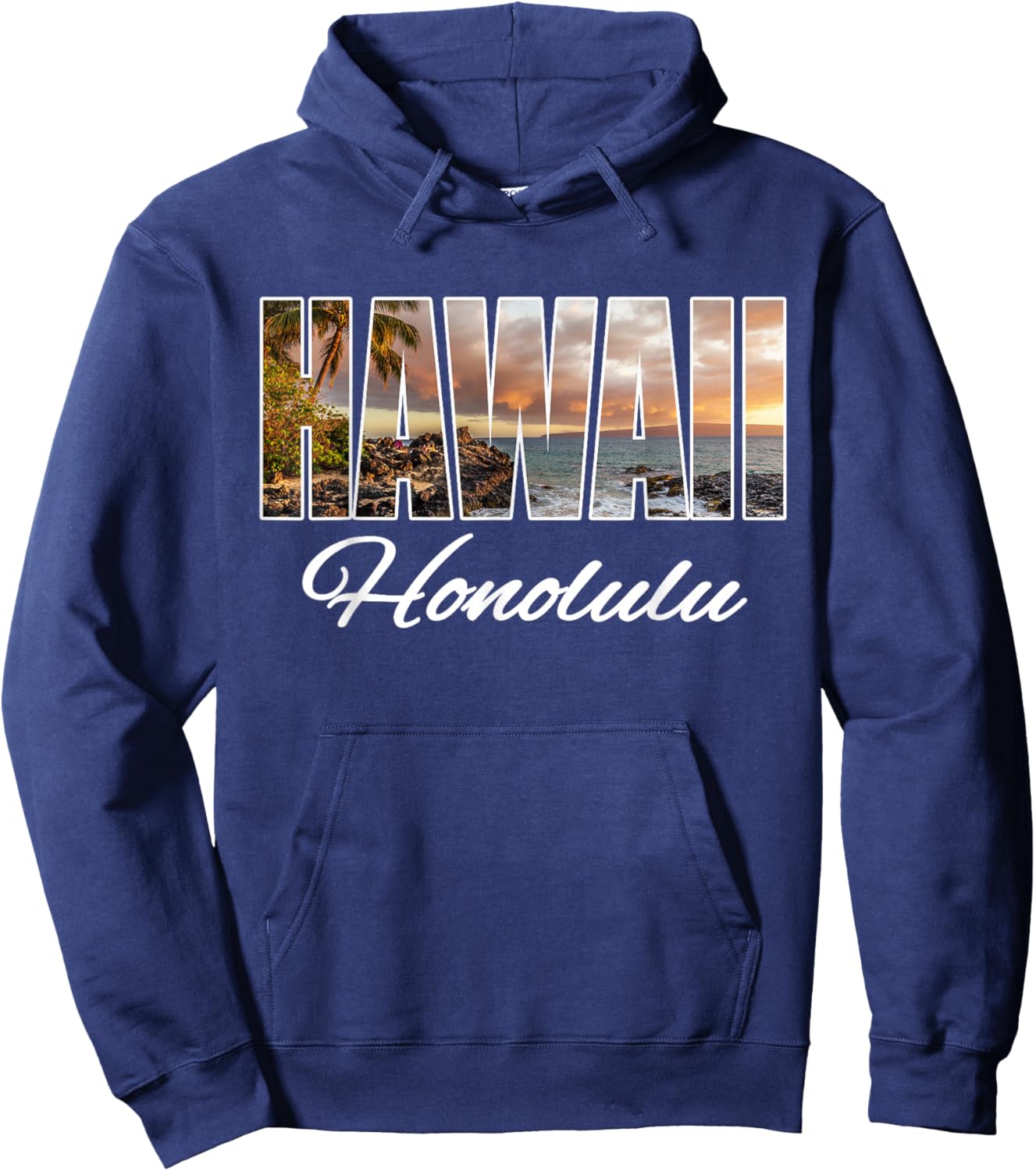 Hawaii Honolulu Surfing Beach Hawaiian Island Hoodie - Hoodie | Navy