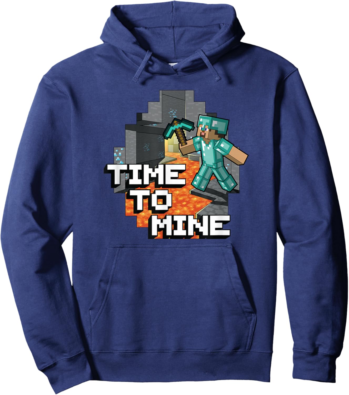 Minecraft Steve Time To Mine Poster Hoodie - Hoodie | Navy