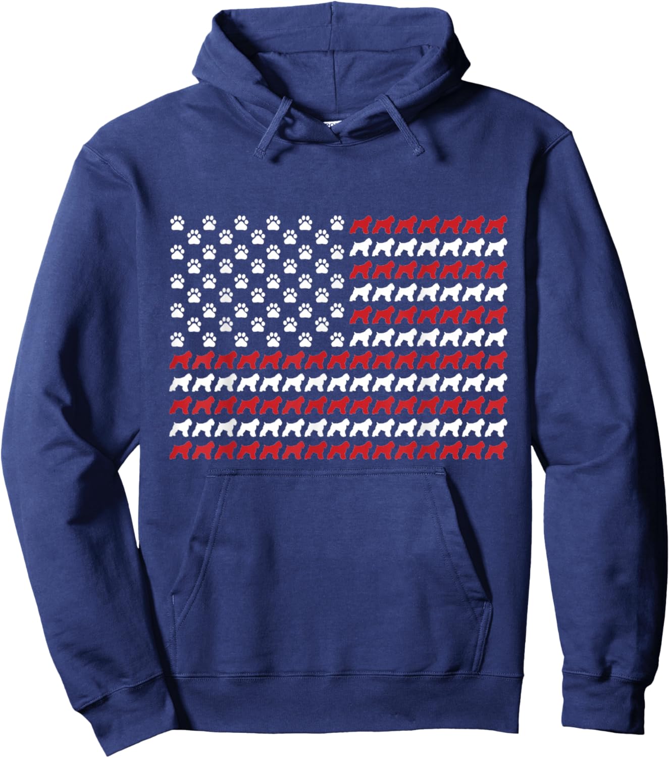 Bouvier des Flandres 4th of July Dog Paw Print Hoodie - Hoodie | Navy