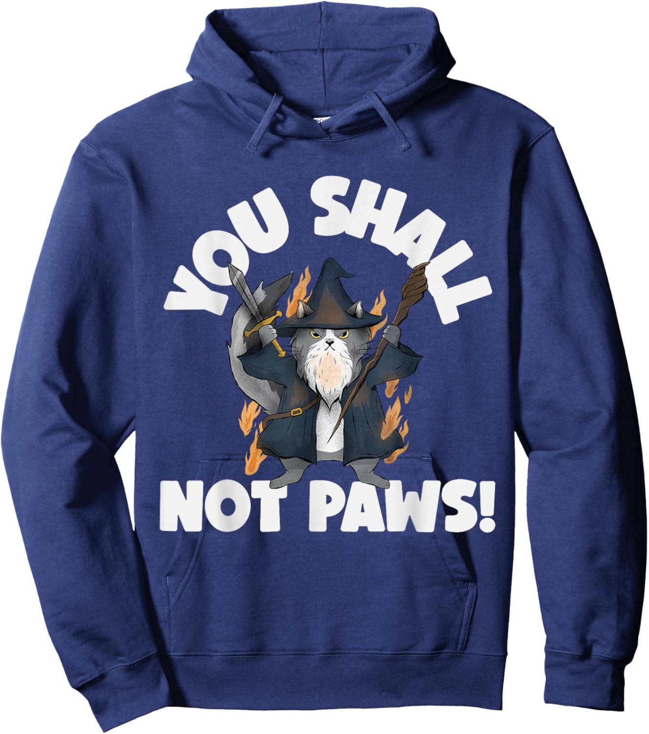Kitten Meow Parody Movie Funny Cat Wizard You Shall Not Paws Hoodie - Hoodie | Navy