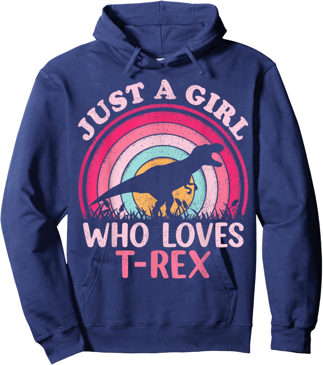 Vintage Retro Dinosaur Just A Girl Who Loves T-Rex Hoodie - Hoodie | Navy