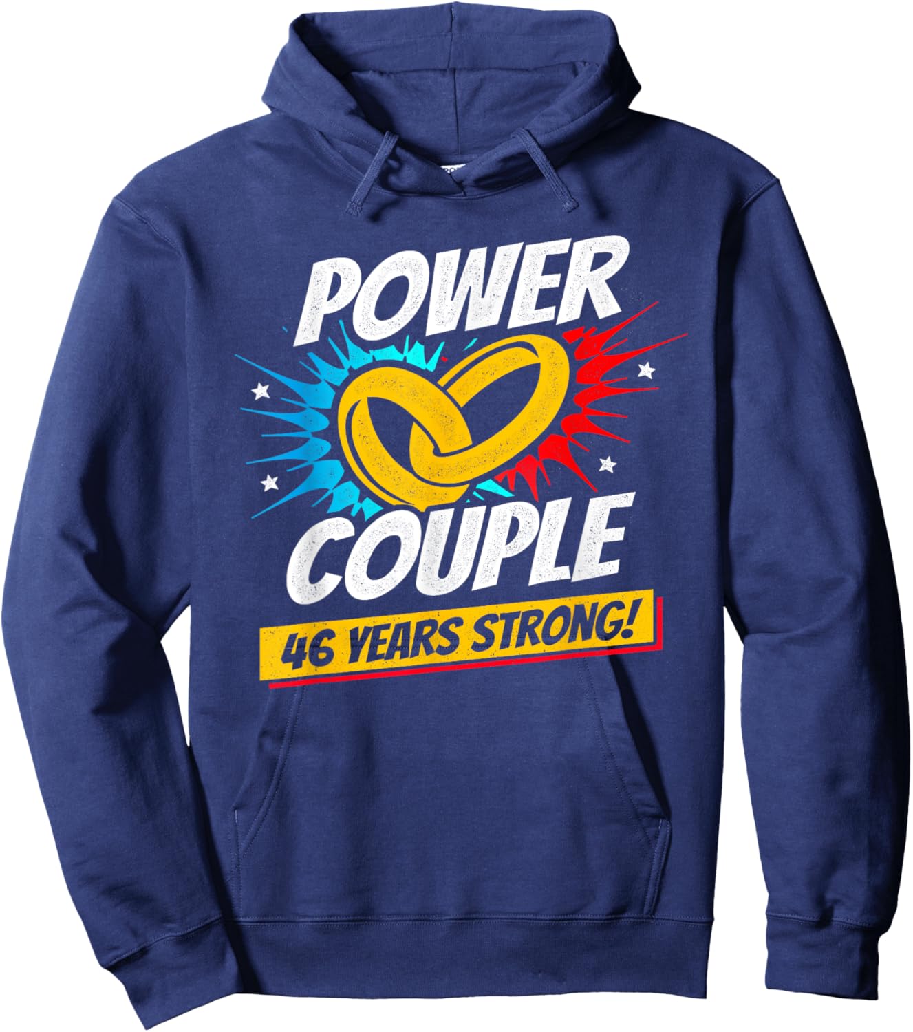 Married 46 Years - Power Couple - 46th Wedding Anniversary Hoodie - Hoodie | Navy