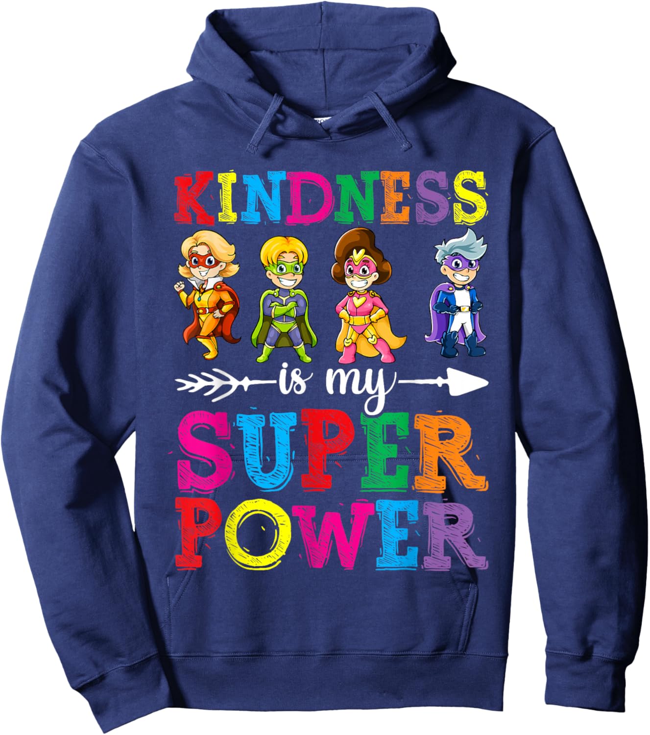 Kids Kindness Shirt, Kindness is My Superpower Unity Day Boy Hoodie - Hoodie | Navy