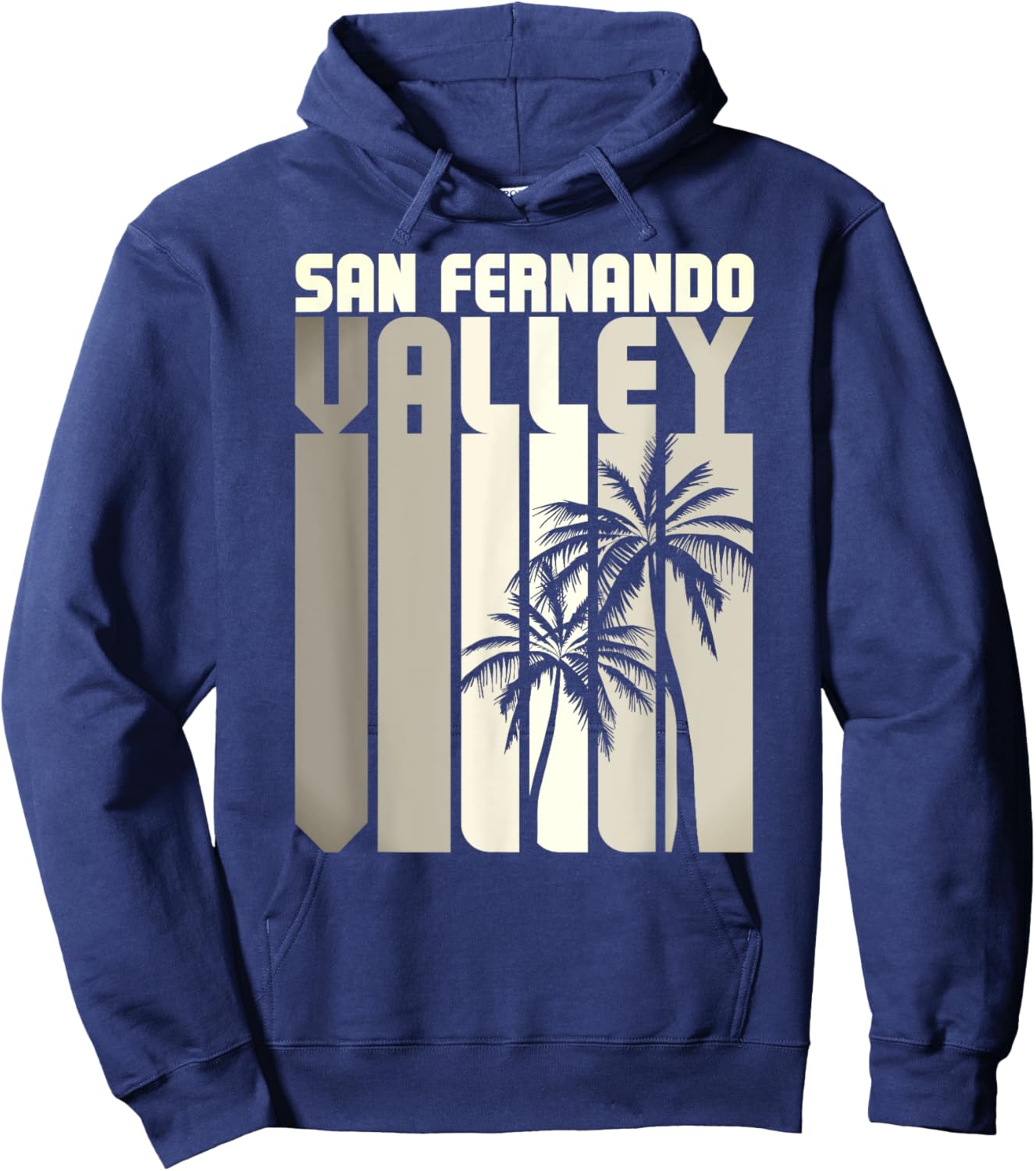 San Fernando Valley SFV California Van Nuys 818 Retro Palm Hoodie - Hoodie | Navy
