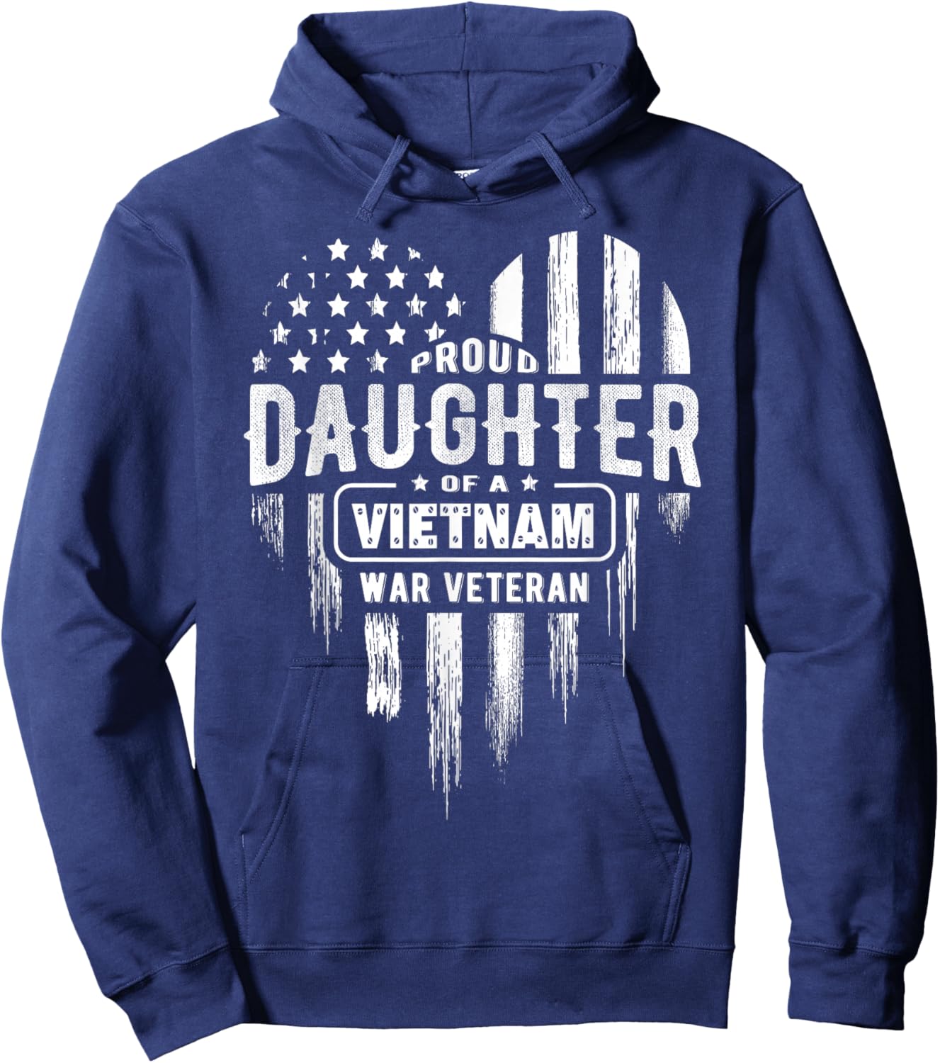 Proud Daughter Vietnam Vet Dad Veterans Day American Flag Hoodie - Hoodie | Navy