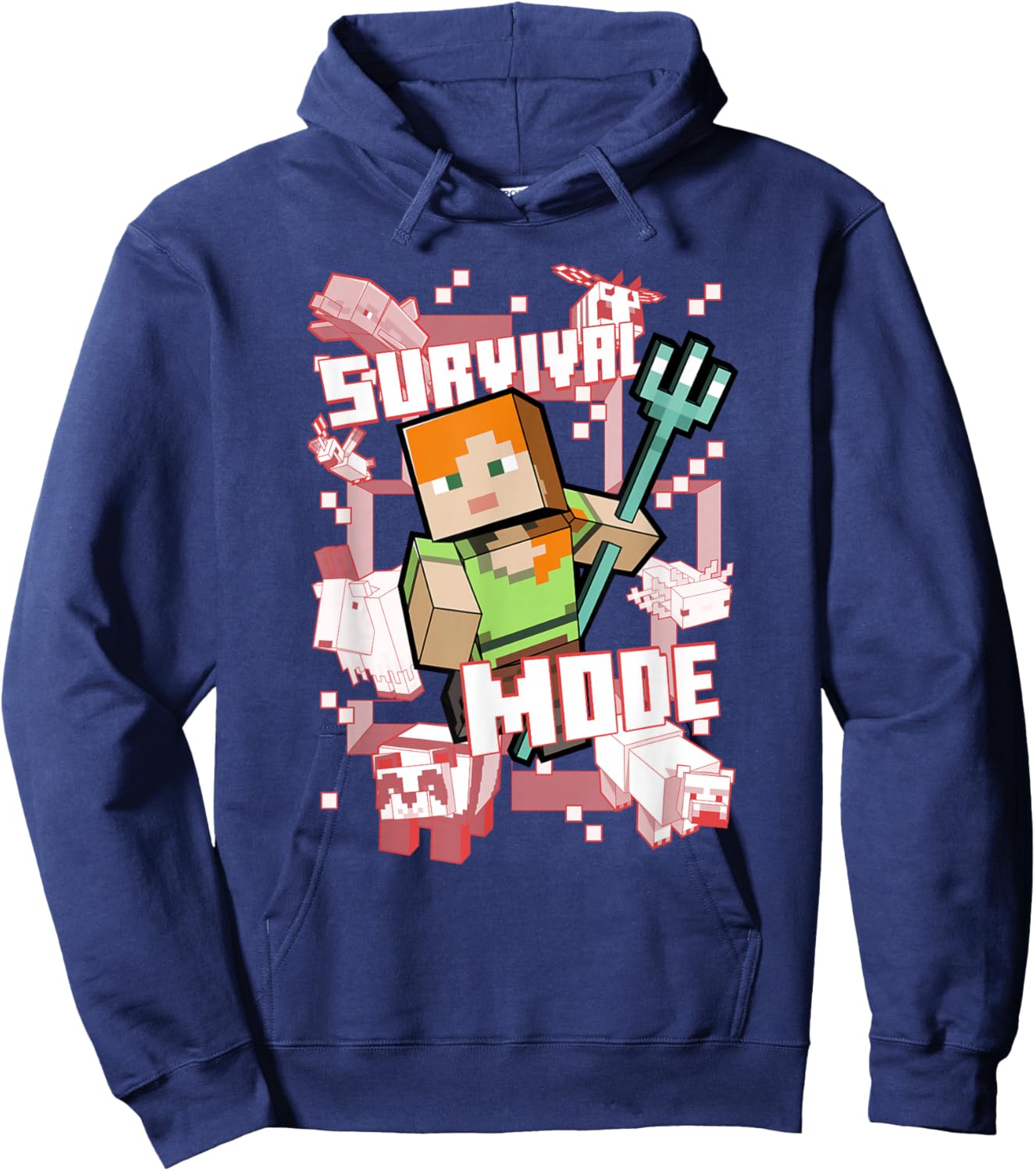 Minecraft Alex Survival Mode Trident Hoodie - Hoodie | Navy