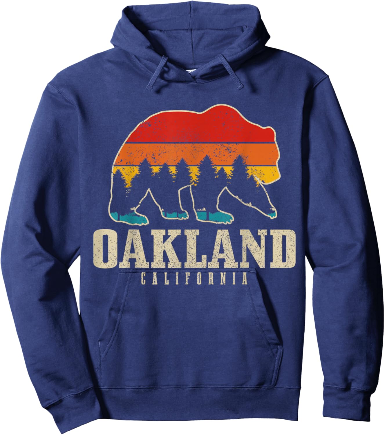 Oakland California Bear Nature Vintage Grizzly Hoodie - Hoodie | Navy