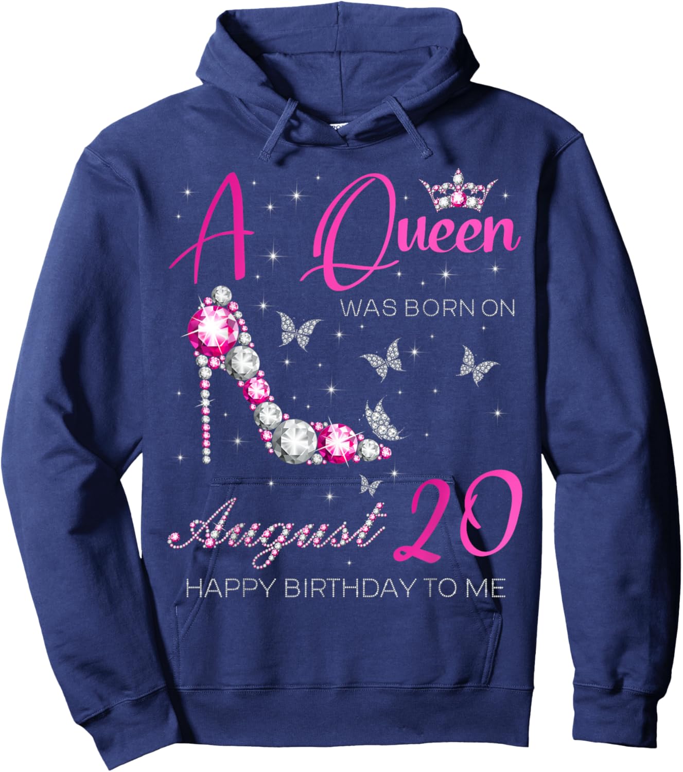 A Queen Was Born on August 20, 20th August Birthday Party Hoodie - Hoodie | Navy