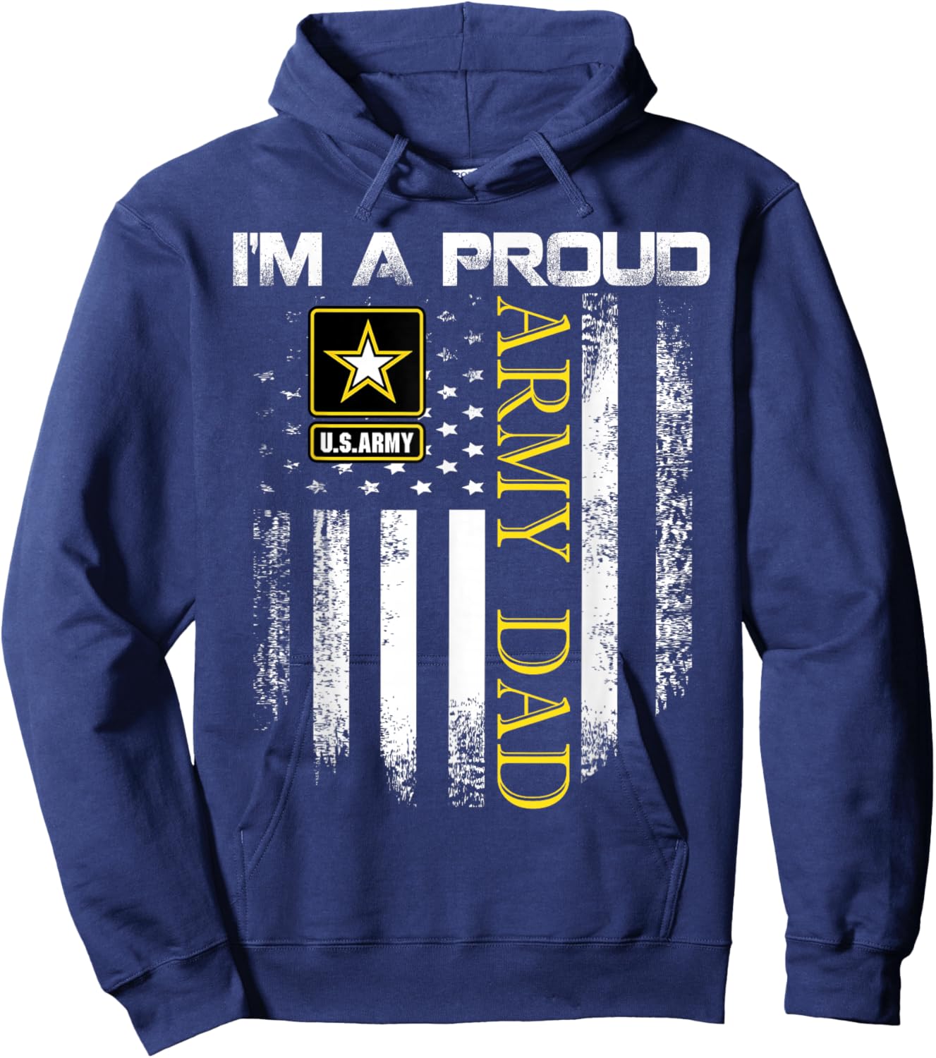 Vintage I'm A Proud Army Dad With American Flag Gift Hoodie - Hoodie | Navy