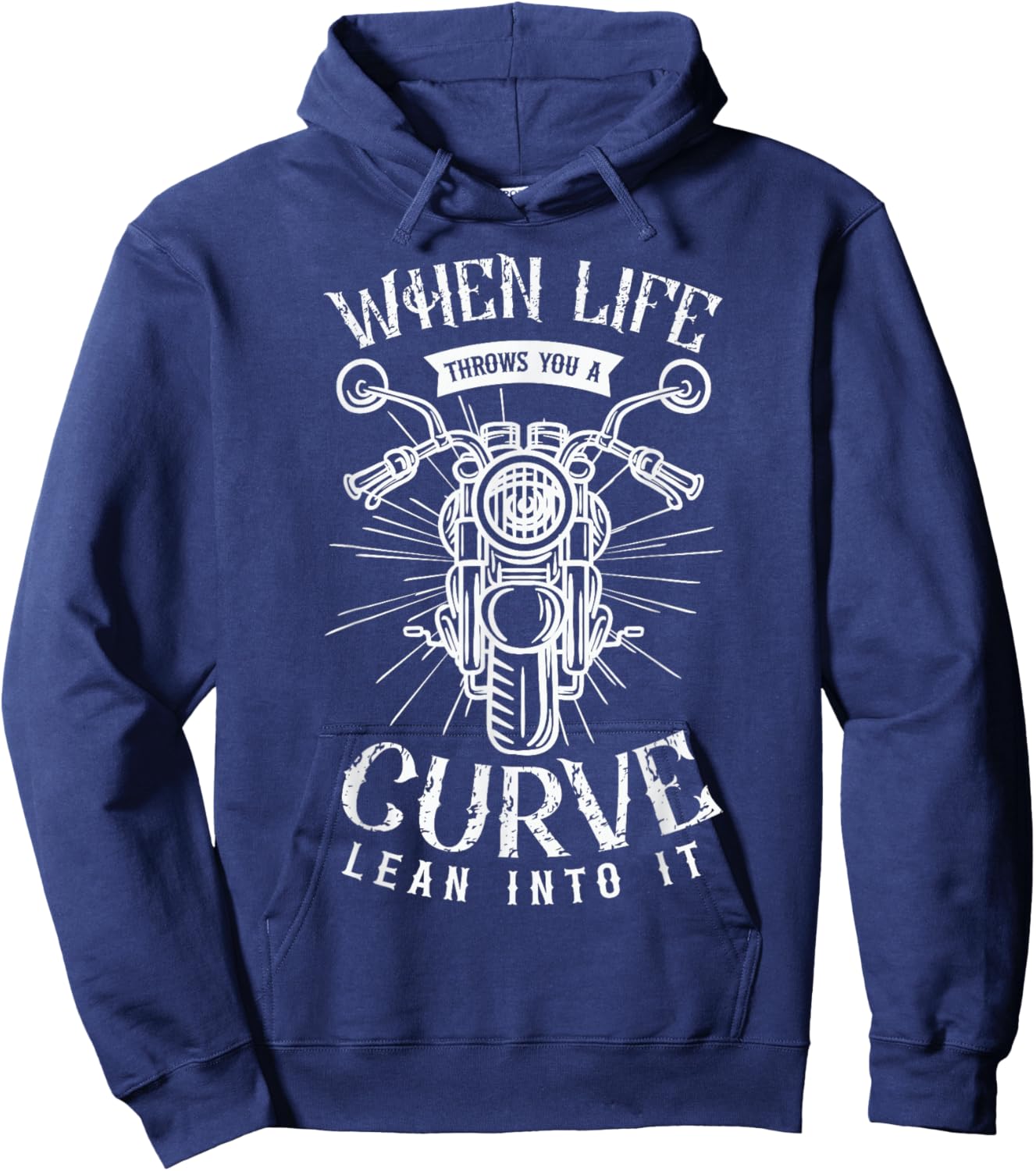 When life throws you a curve lean into it Motorbike Biker Hoodie - Hoodie | Navy