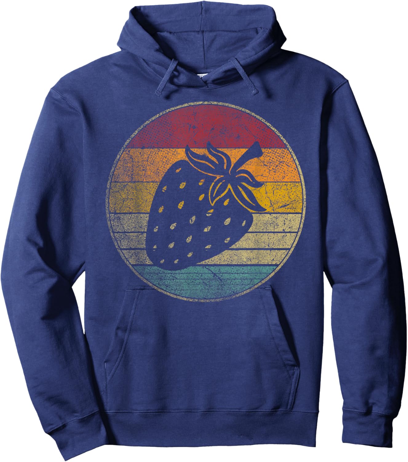 Strawberry Fruit Vintage Festival Distressed Retro 70s Gift Hoodie - Hoodie | Navy