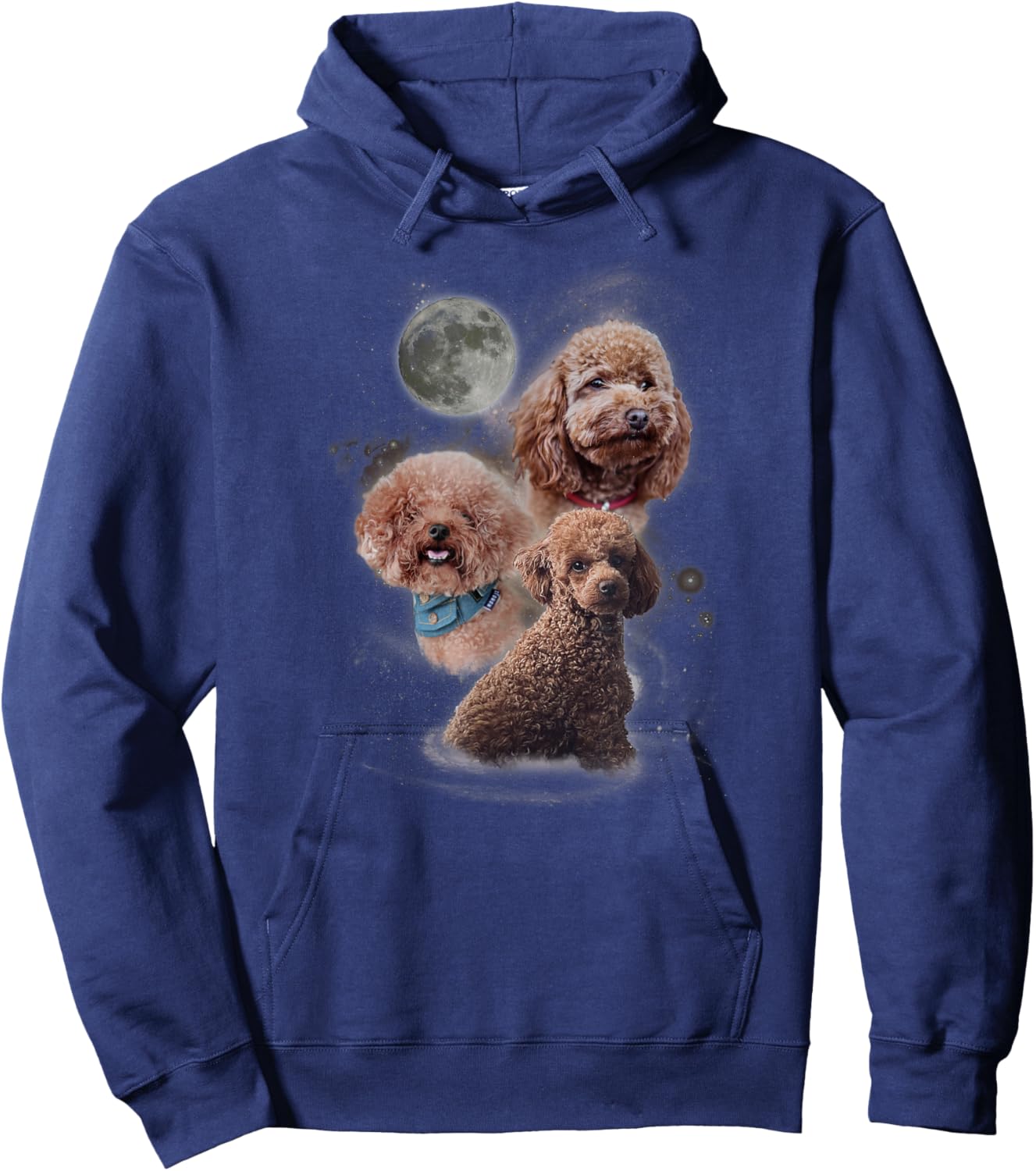 Howling at the Moon Shirt - Funny Poodle Shirt - Poodle Hoodie - Hoodie | Navy