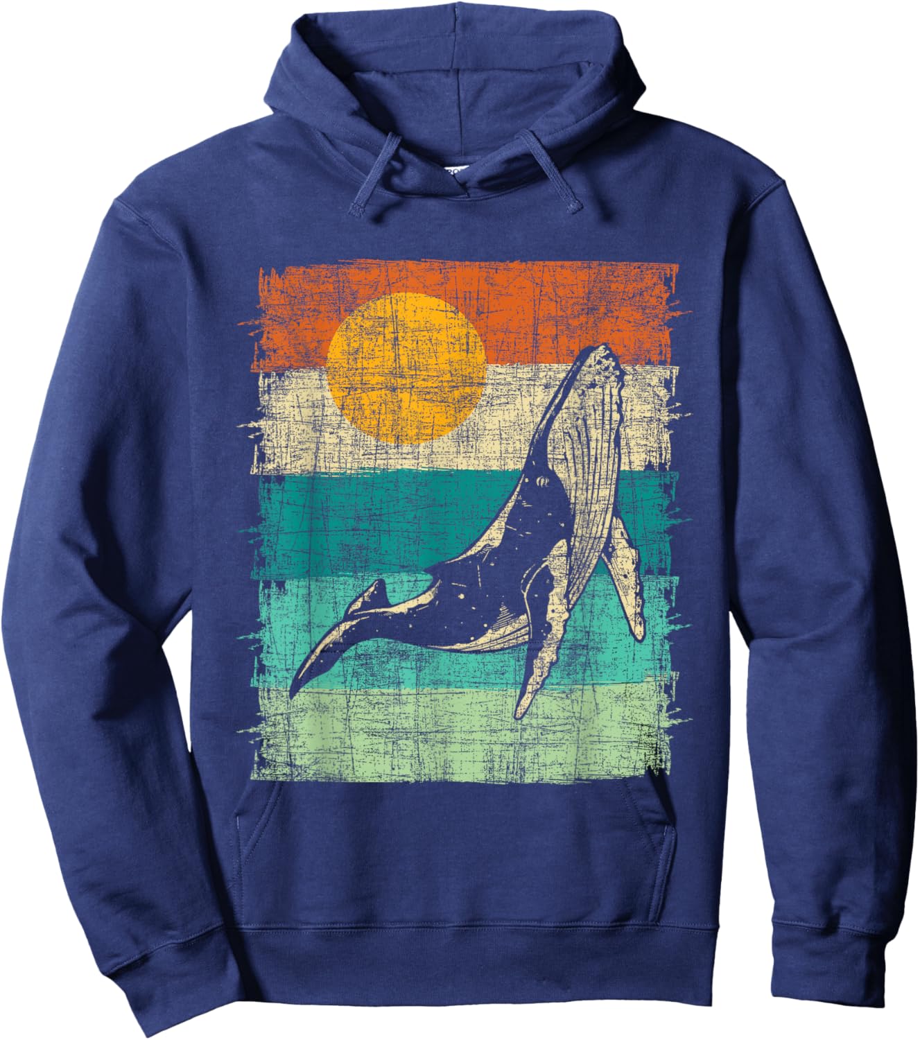 Retro Whale Lover - Marine Biologist Aquarist Whales Animal Hoodie - Hoodie | Navy