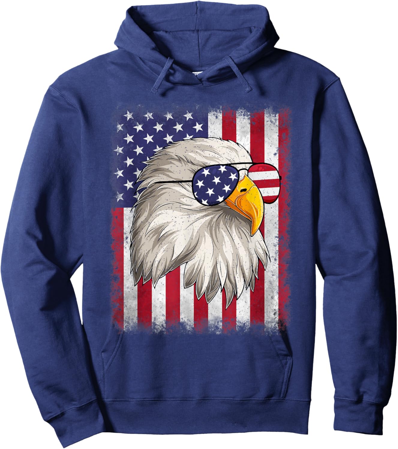 Funny 4th Of July USA Flag American Patriotic Eagle Men Boys Hoodie - Hoodie | Navy