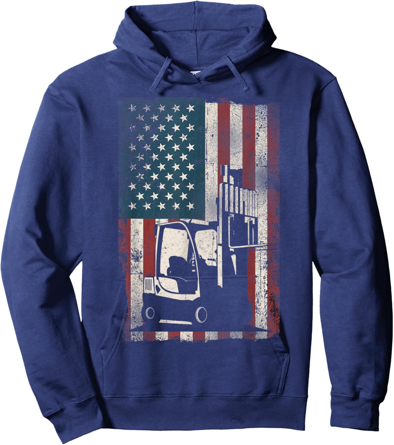 Certified Forklift Truck Operator American Flag Patriotic Hoodie - Hoodie | Navy