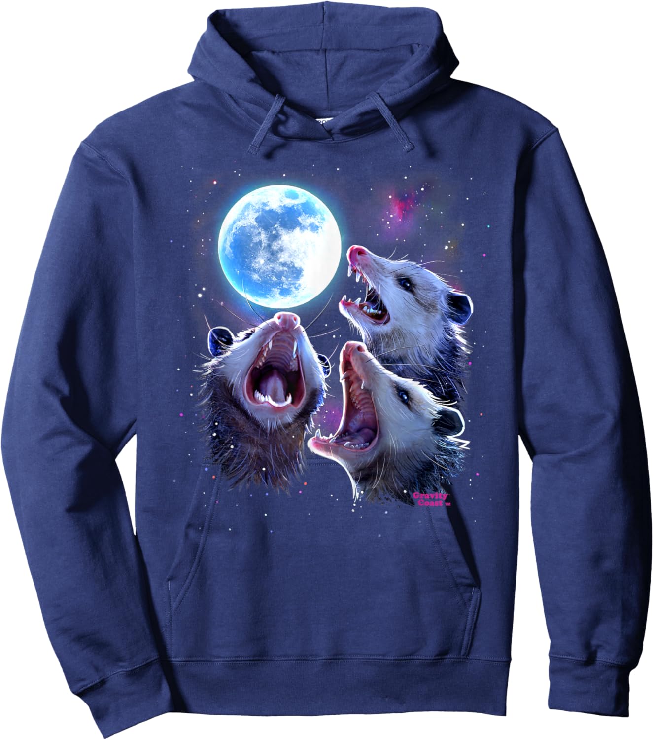 Three Opossums howling at the Moon Funny Pet Possum Shirt Hoodie - Hoodie | Navy