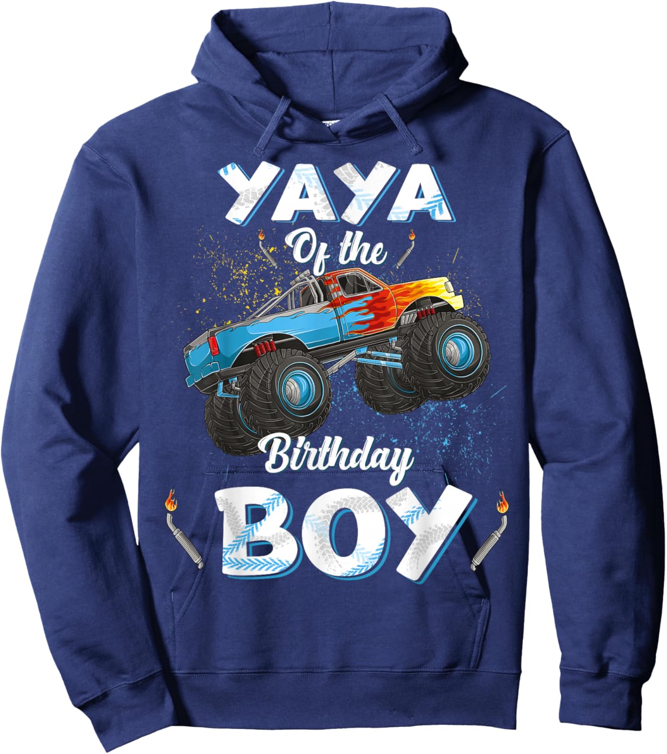 Yaya Of The Birthday Boy Monster Truck Bday Women Grandma Hoodie - Hoodie | Navy