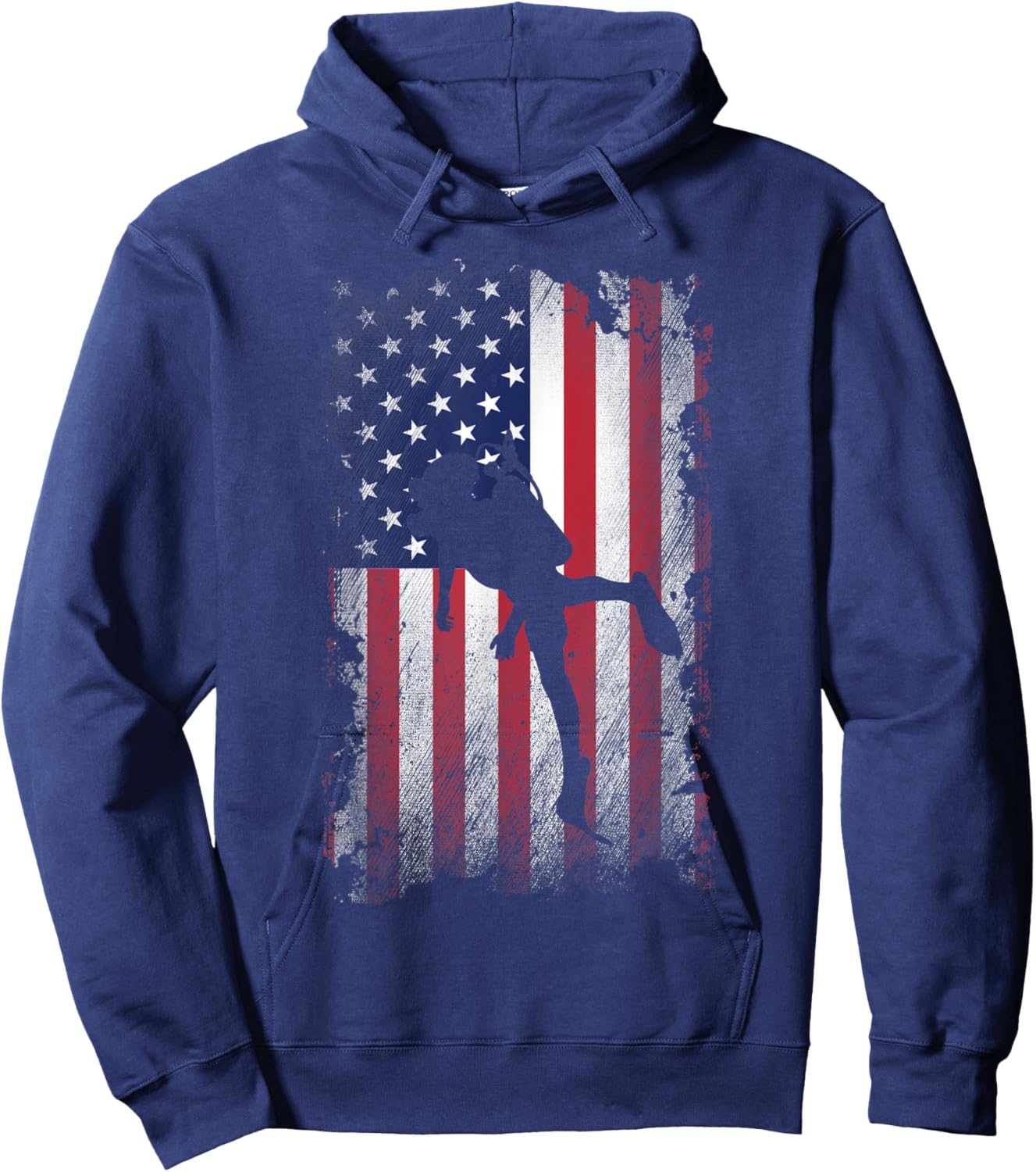 Distressed American Flag Scuba Diving USA Patriotic Gift Women Kids Men Hoodie - Hoodie | Navy