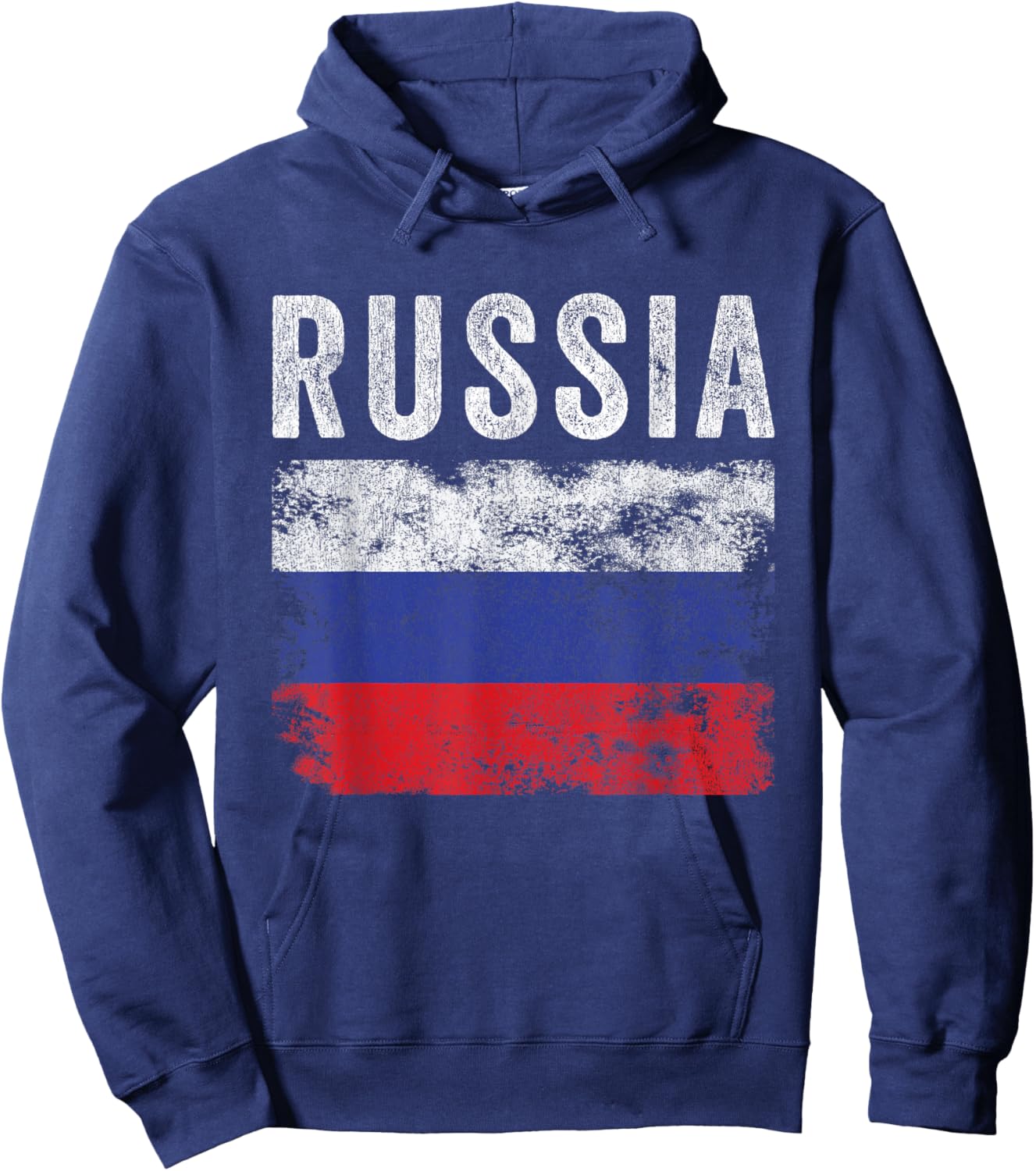 Russia Flag Distressed - Men Women Kids - Russian Flag Hoodie - Hoodie | Navy