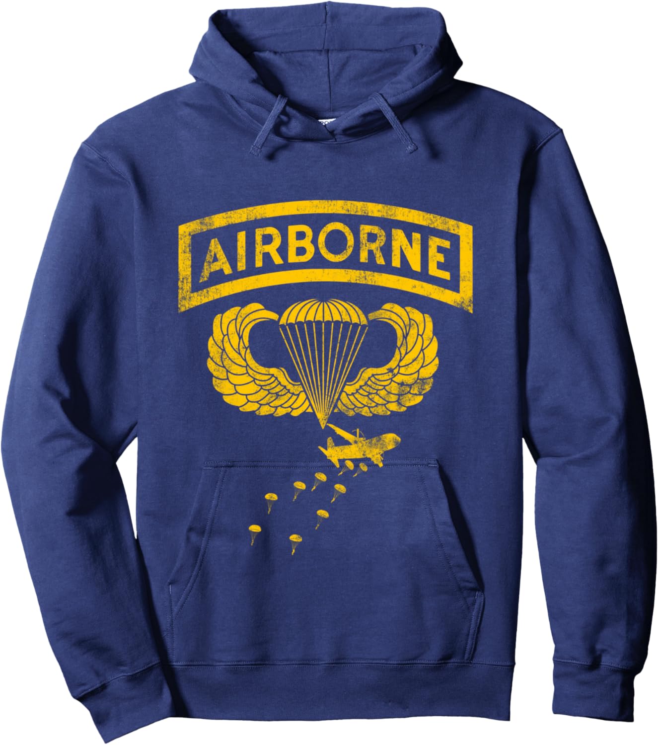 U.S Army Airborne Division Paratrooper Veteran Flag Vintage Hoodie - Hoodie | Navy