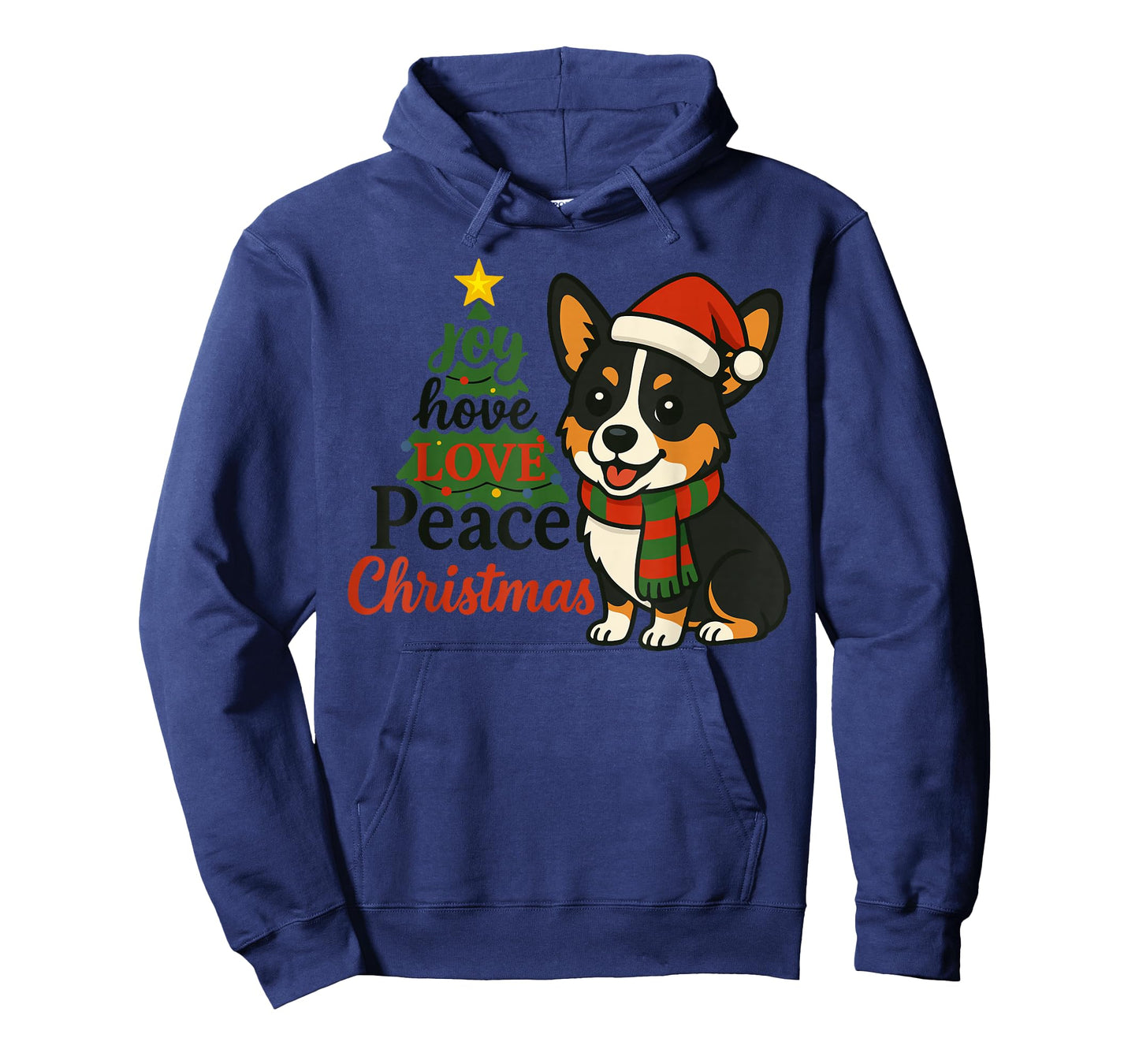 Tri Color Corgi Costume Pjs Joy Hope Love Peace Christmas T-Shirt