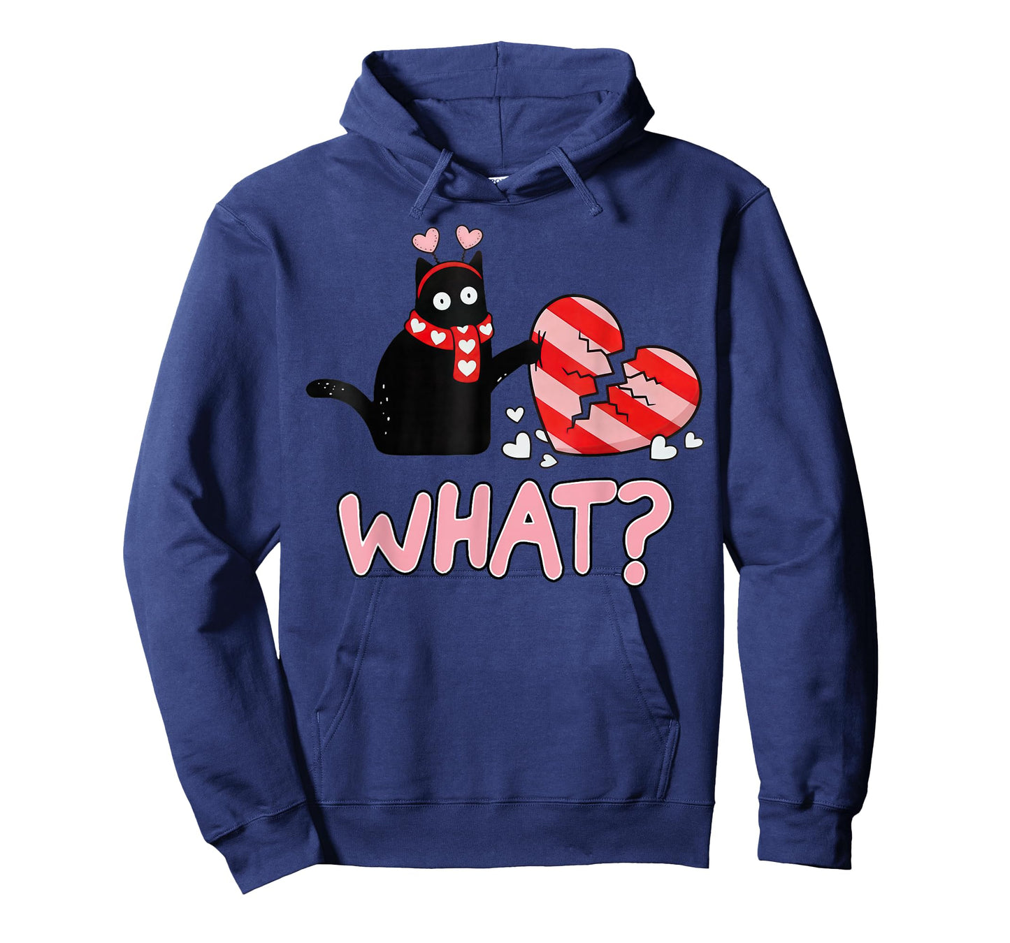 Black Cat What? Broken Heart Funny Cute Happy Valentines Day T-Shirt