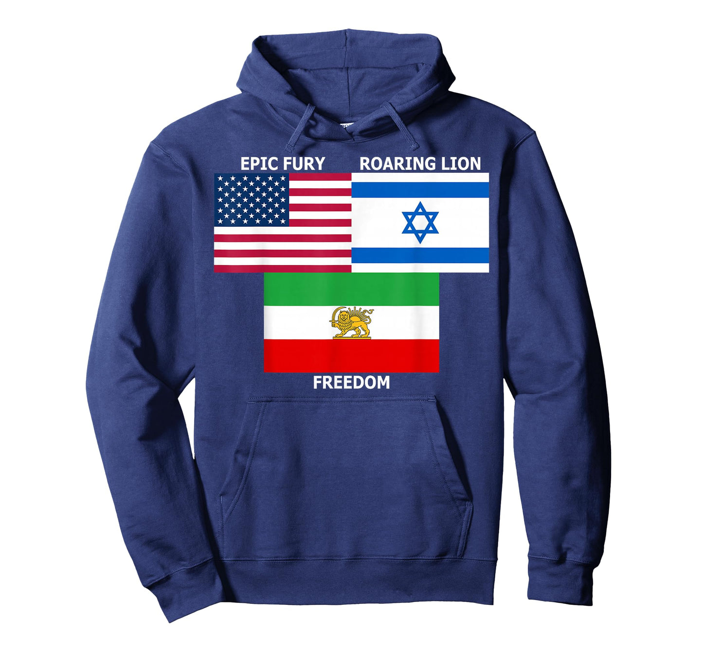 United States Israel Iran Lion and Sun Flags, Freedom Unity T-Shirt