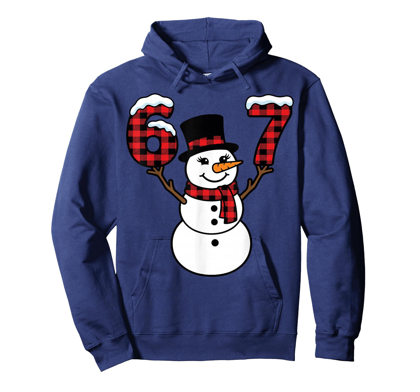 Snowman Buffalo Plaid 67 Cute Winter Number T-Shirt