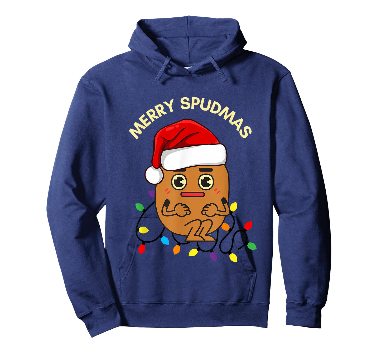 Merry Spudmas Funny Potato Santa Holiday Lights Christmas T-Shirt