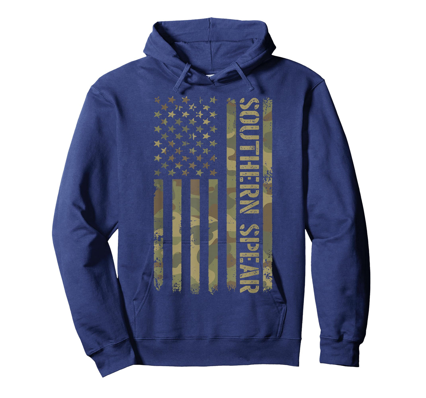 Southern Spear Veterans Distressed Camouflage American Flag T-Shirt