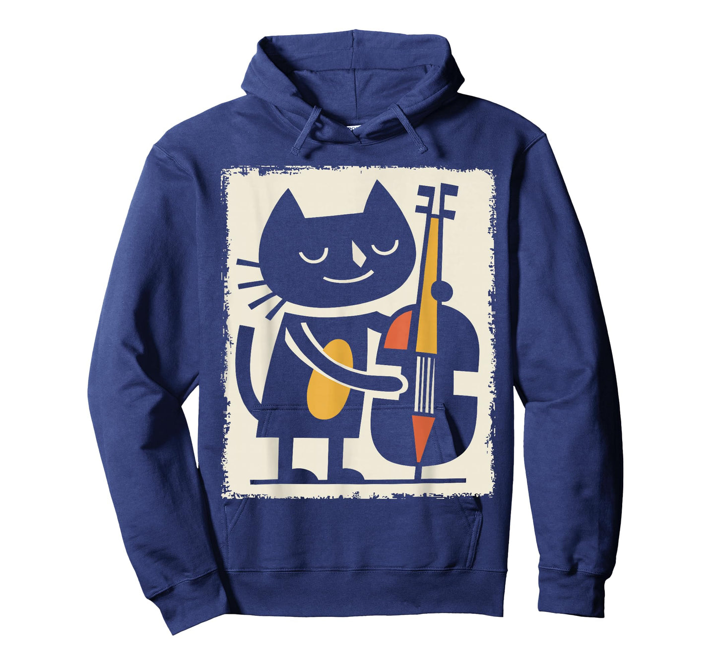 Retro Cat Upright Bass Illustration Jazz Cartoon Art T-Shirt