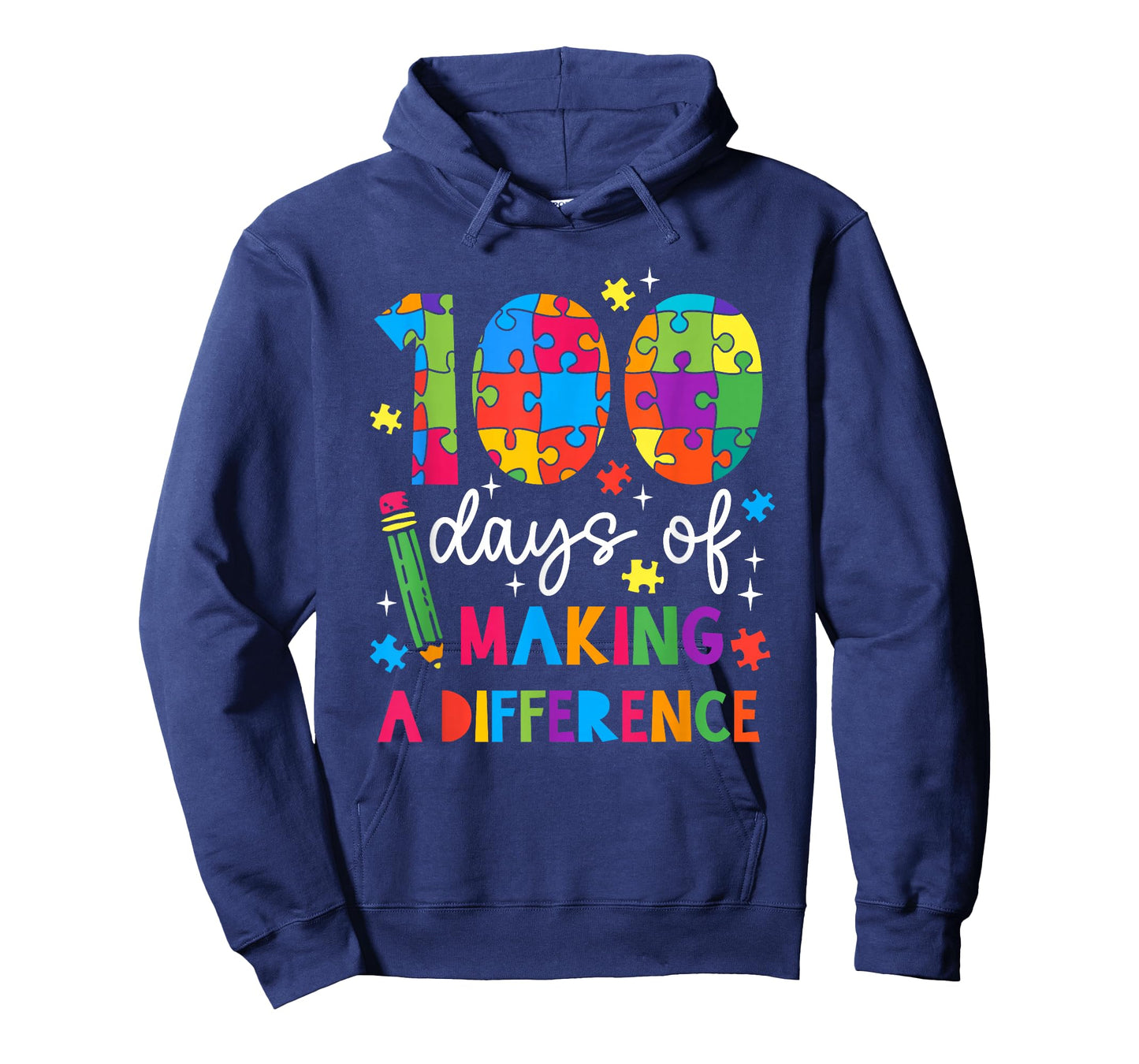 100 Days of Making A Difference Autism Teacher 100th Day T-Shirt