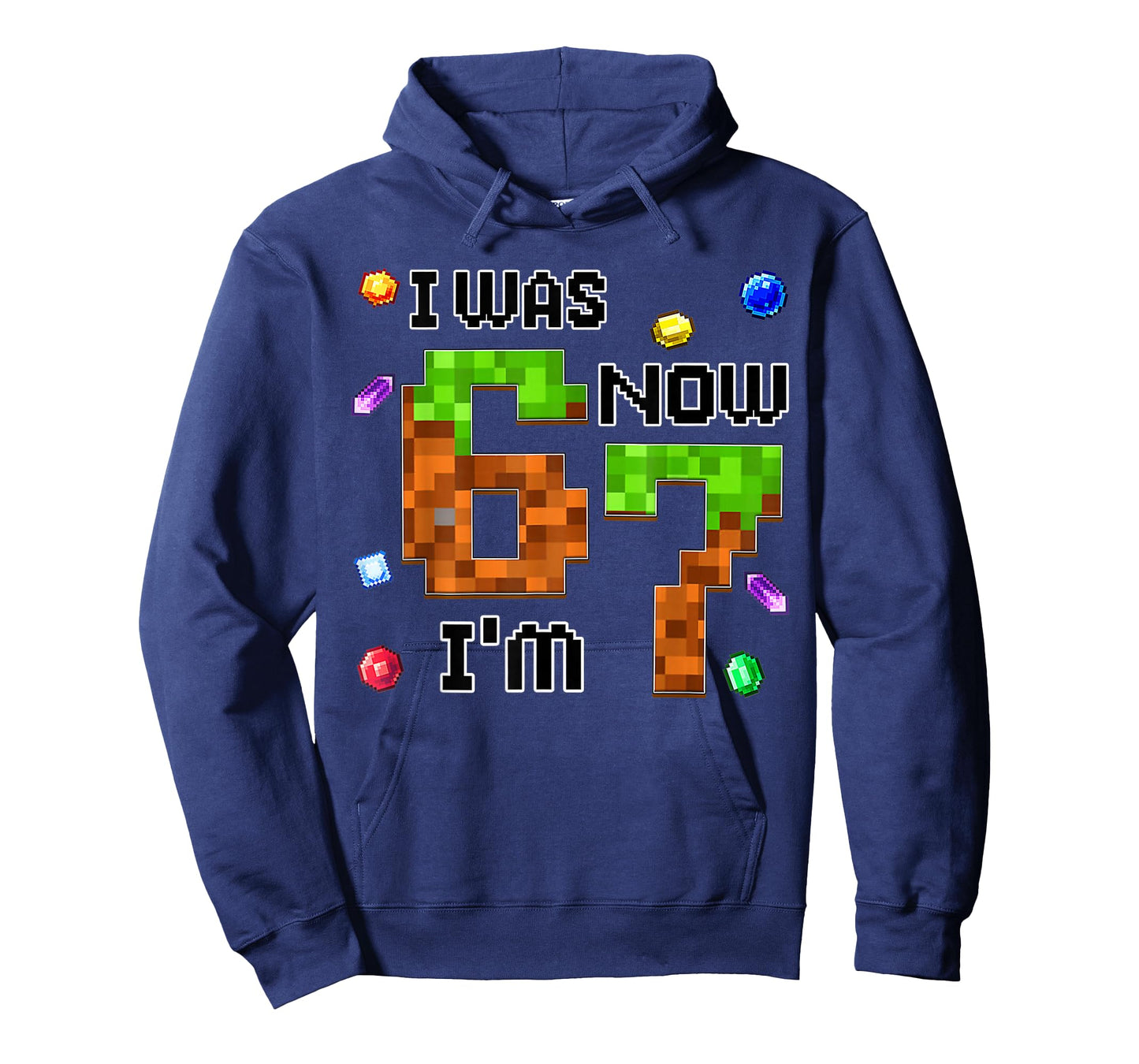 Funny Six Seven I was 6 Now I'm 7 Game Pixel 7th Birthday T-Shirt