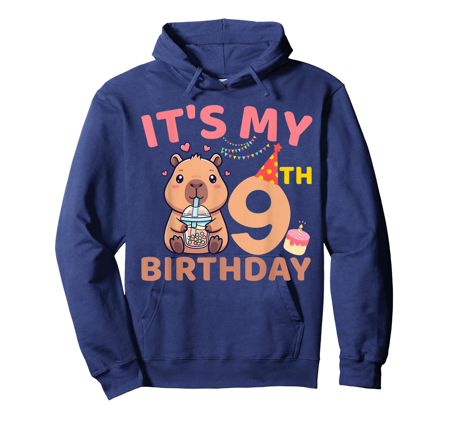 It's My 9th Birthday Capybara Bubble Tea 9 Years Old Party T-Shirt