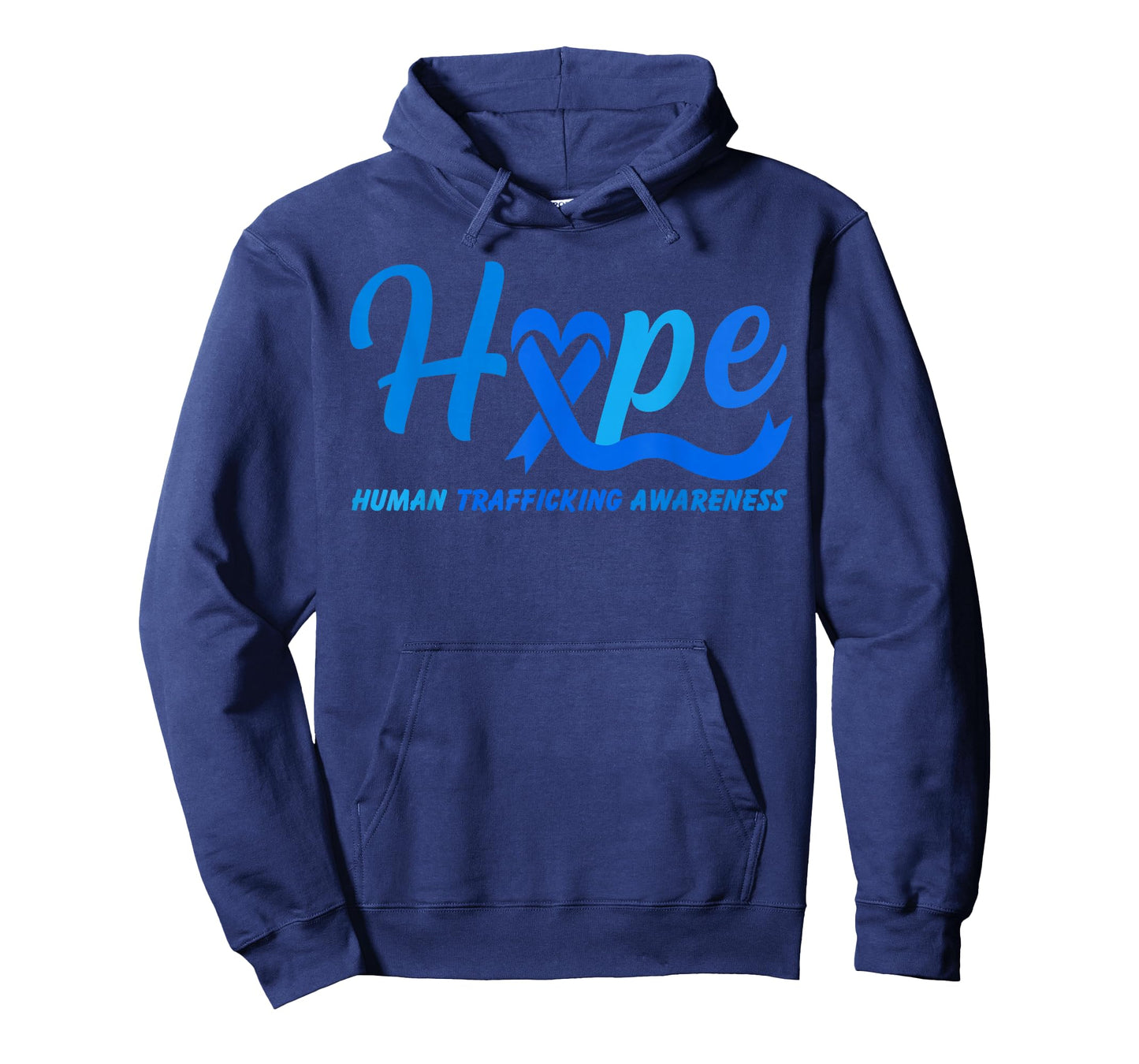 Hope Human Trafficking Awareness Month Blue Ribbon Heart T-Shirt
