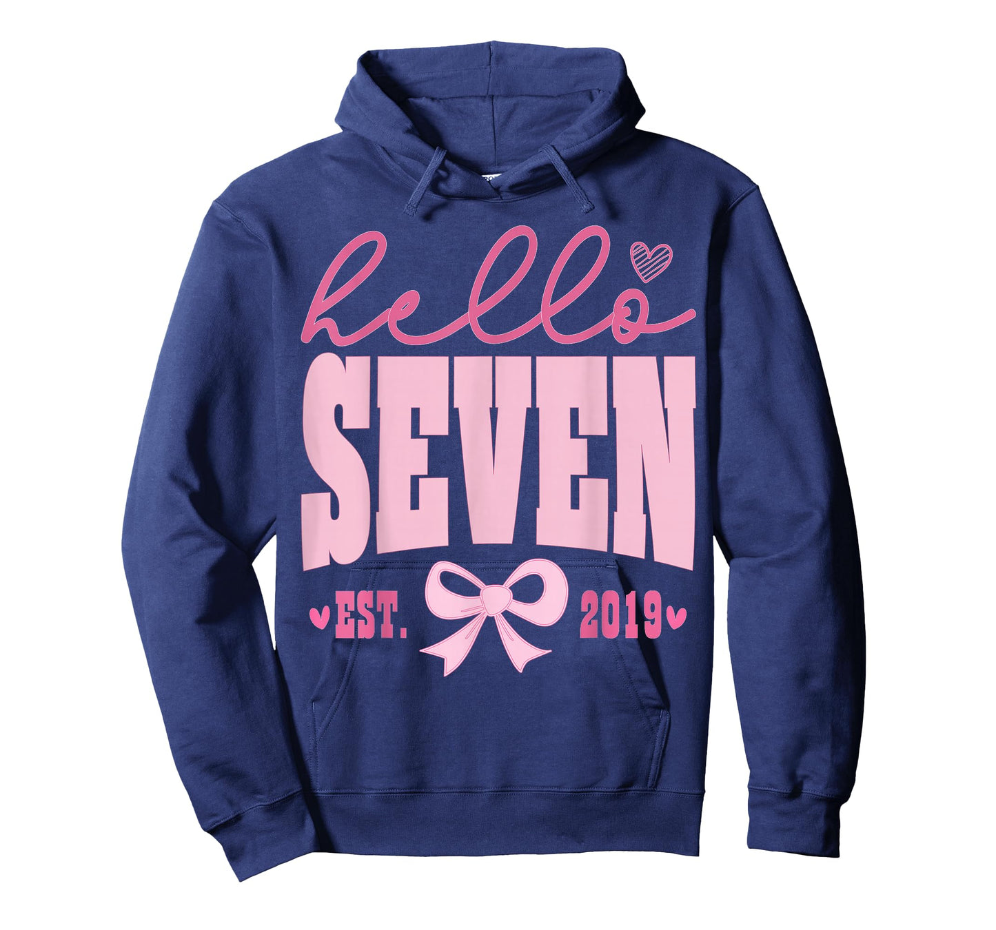 Hello Seven Est 2019 Cute Coquette Bow 7th Birthday Girls T-Shirt