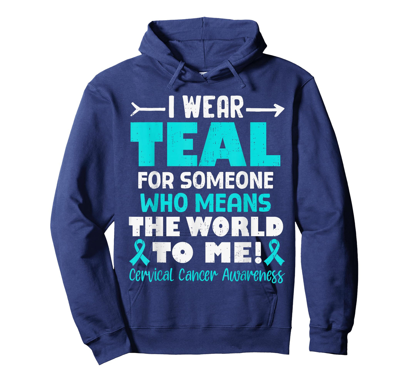 Cervical Cancer Awareness Ribbon Teal Support Men Women Kids T-Shirt