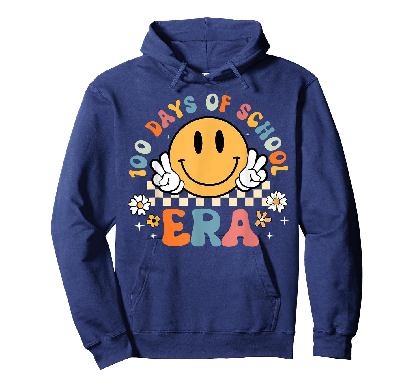 100 Days of School Era Groovy 100th Day School Hippie Face T-Shirt