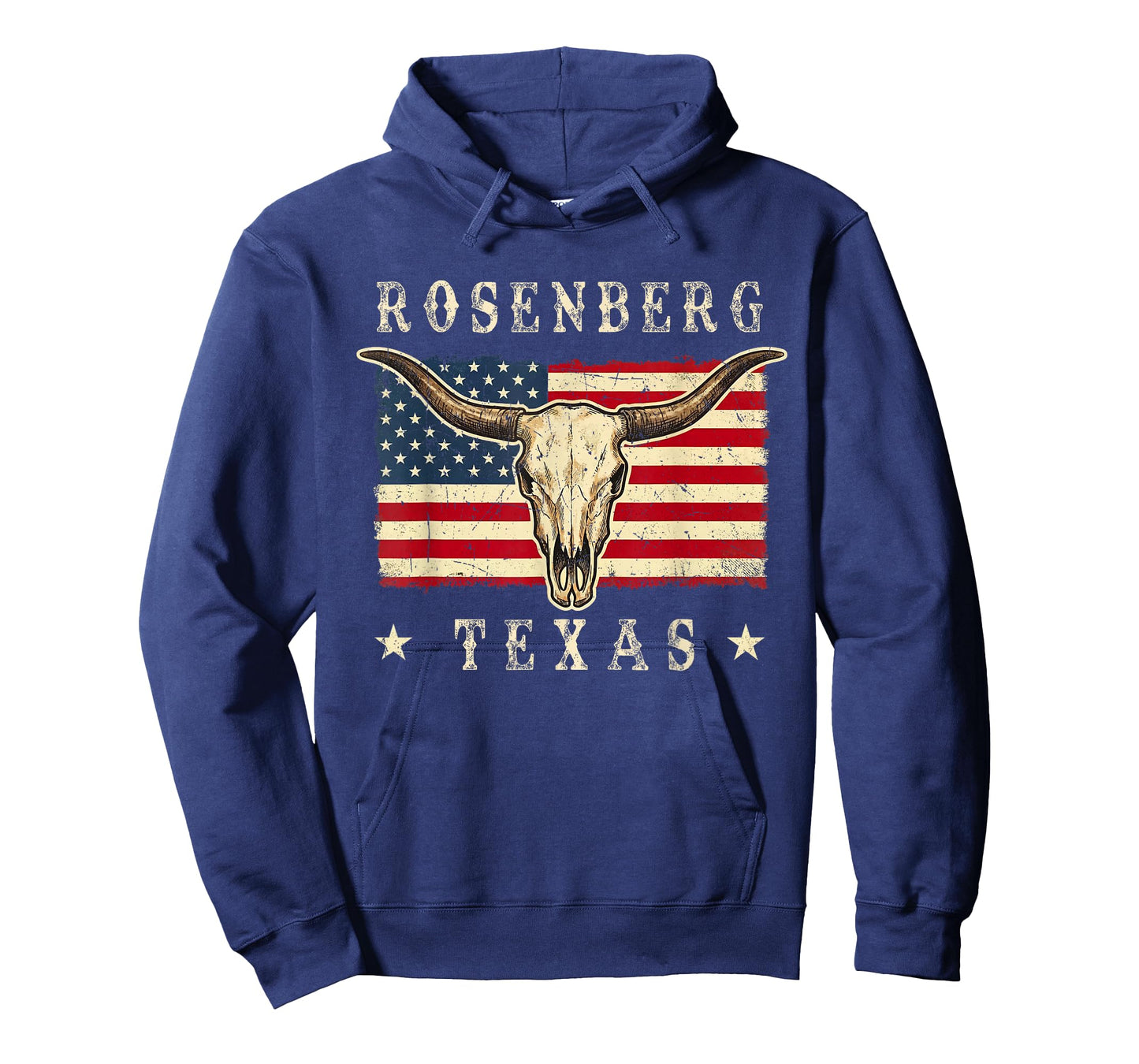 Rosenberg, Texas Western Retro Patriotic Skull Design T-Shirt