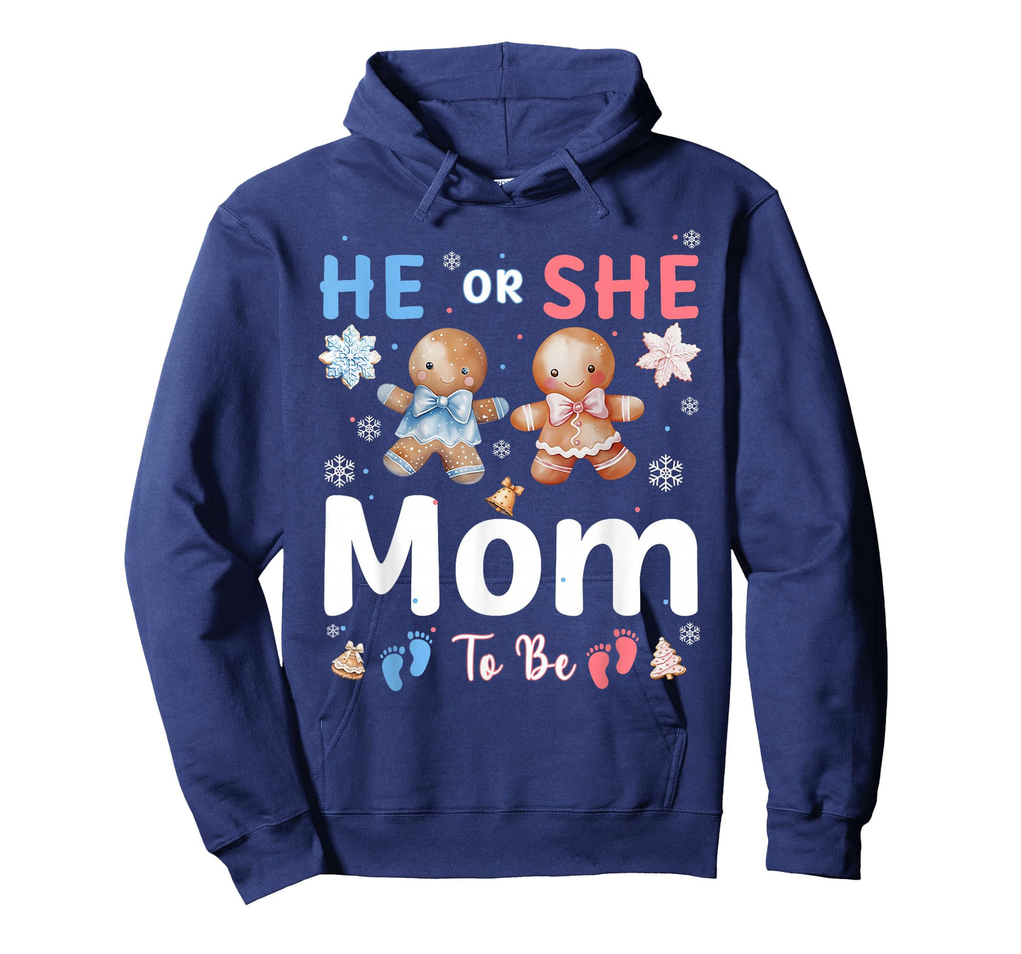 He or She Mom to Be Christmas Gingerbread Gender Reveal T-Shirt