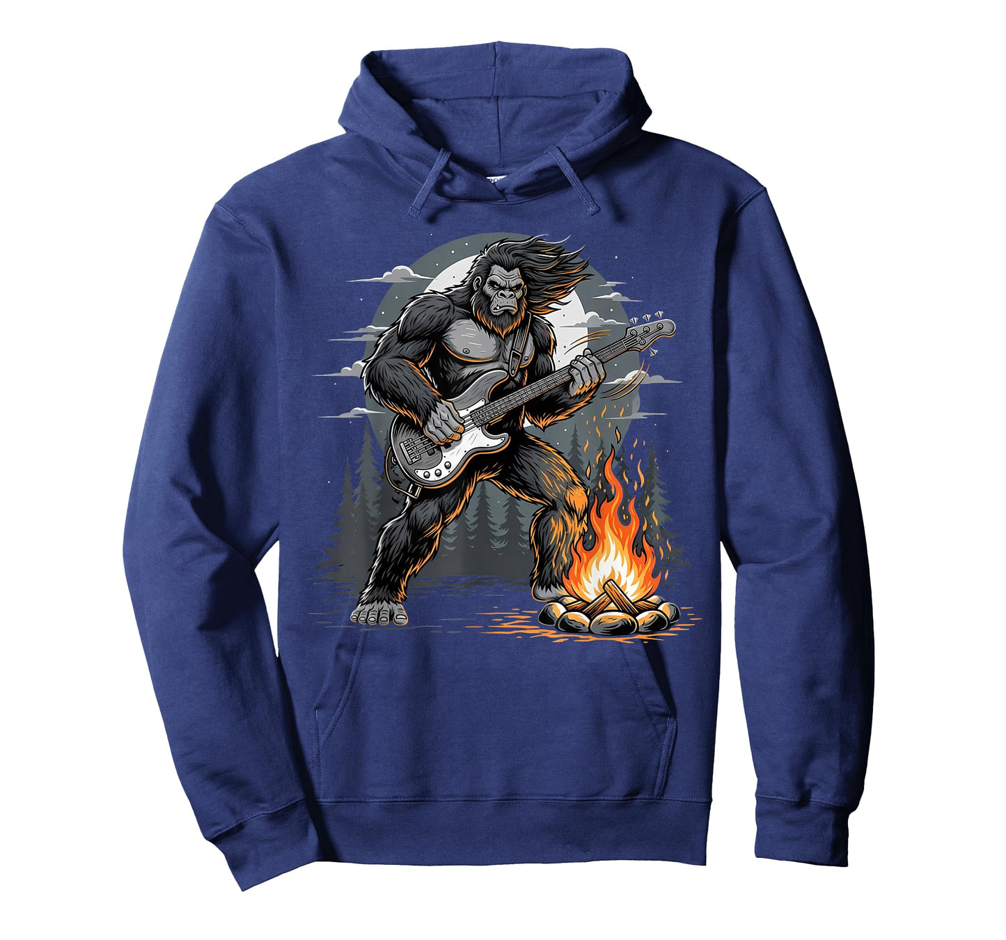 Cool Bigfoot Playing Bass Guitar, Sasquatch Big Foot Rock T-Shirt