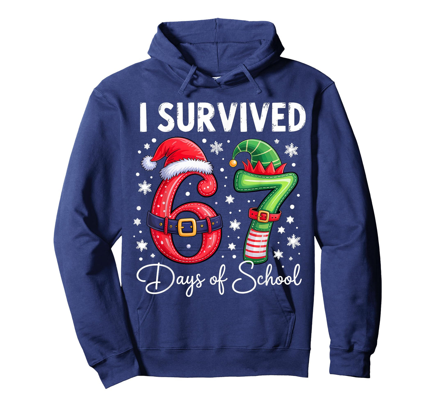 I Survived 67 Days of School Christmas Candy Cane Six Seven T-Shirt