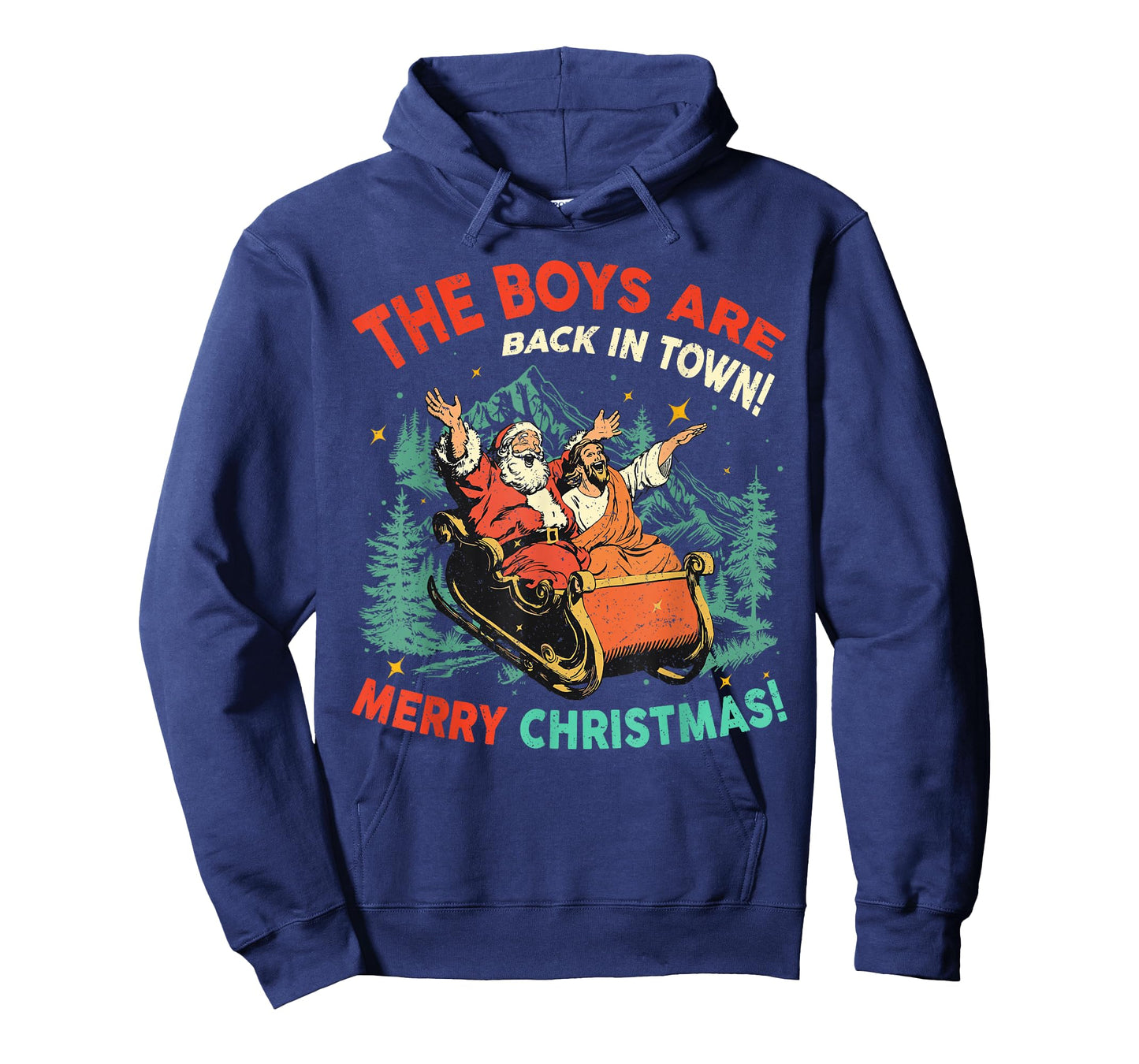 Funny Jesus Santa The Boys are Back in Town Merry Christmas T-Shirt