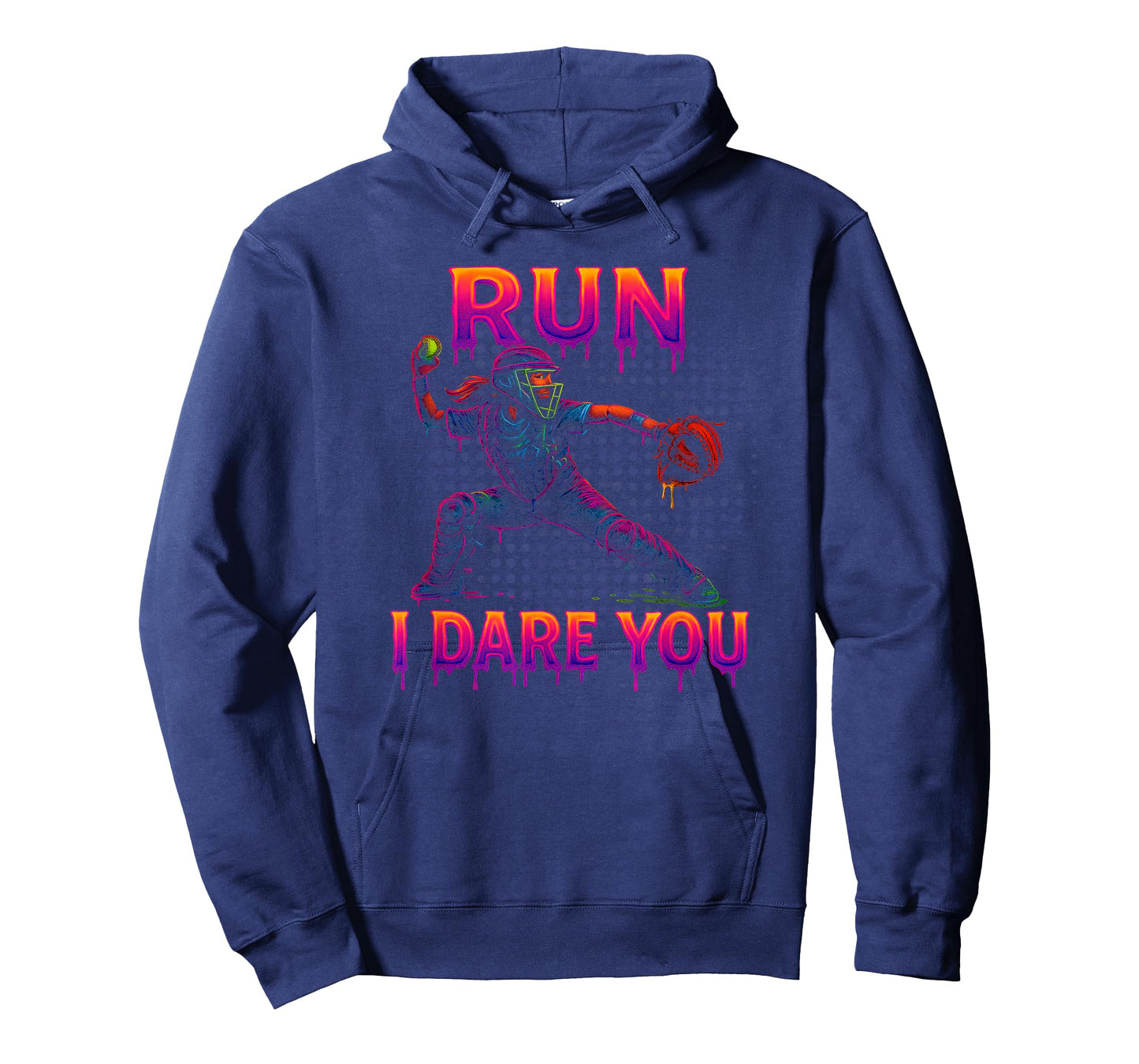 Softball Catcher Run I Dare You Colorstorm Drip Identity T-Shirt