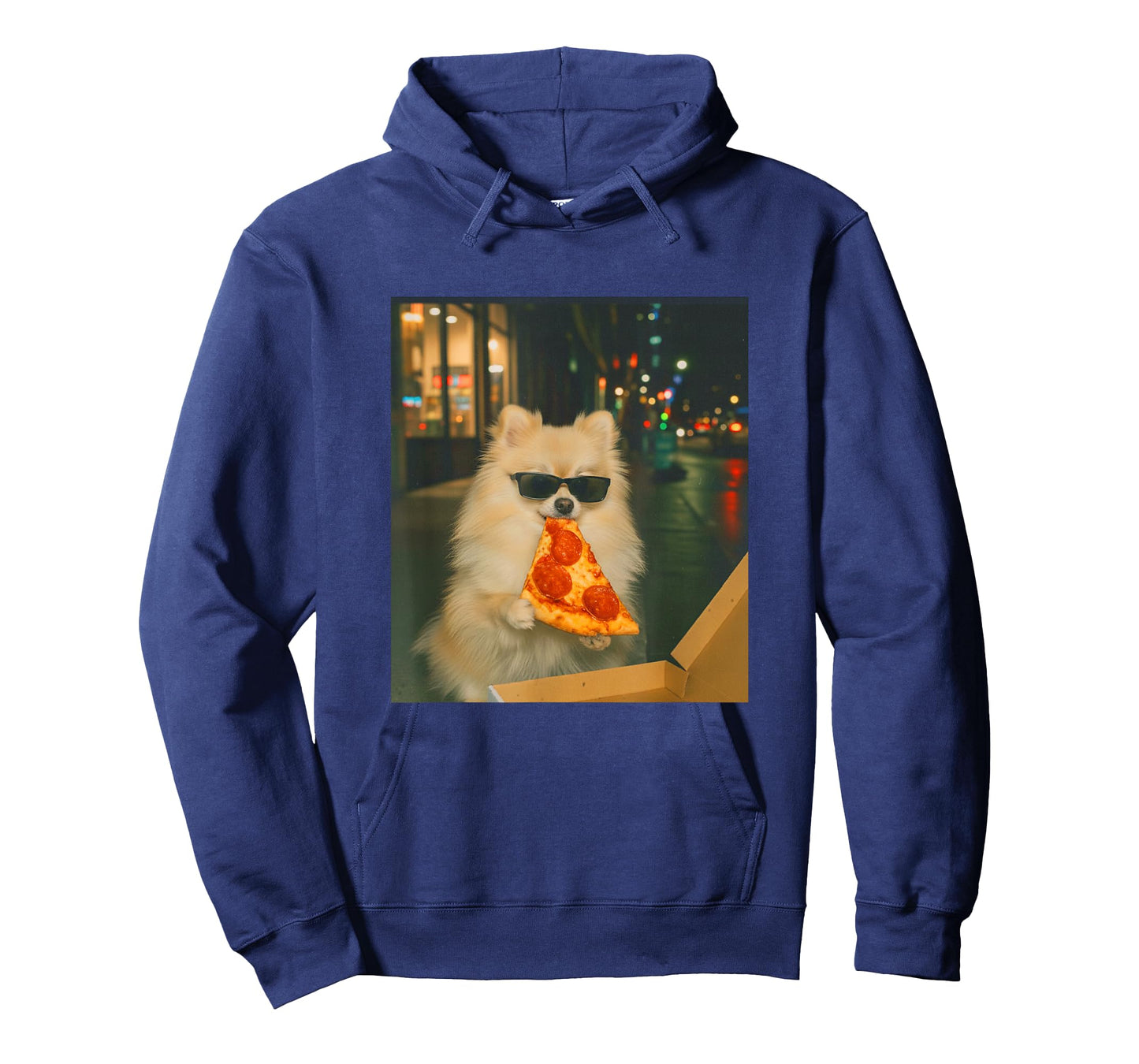 Funny Pomeranian Dog Eating Pizza Meme Retro T-Shirt