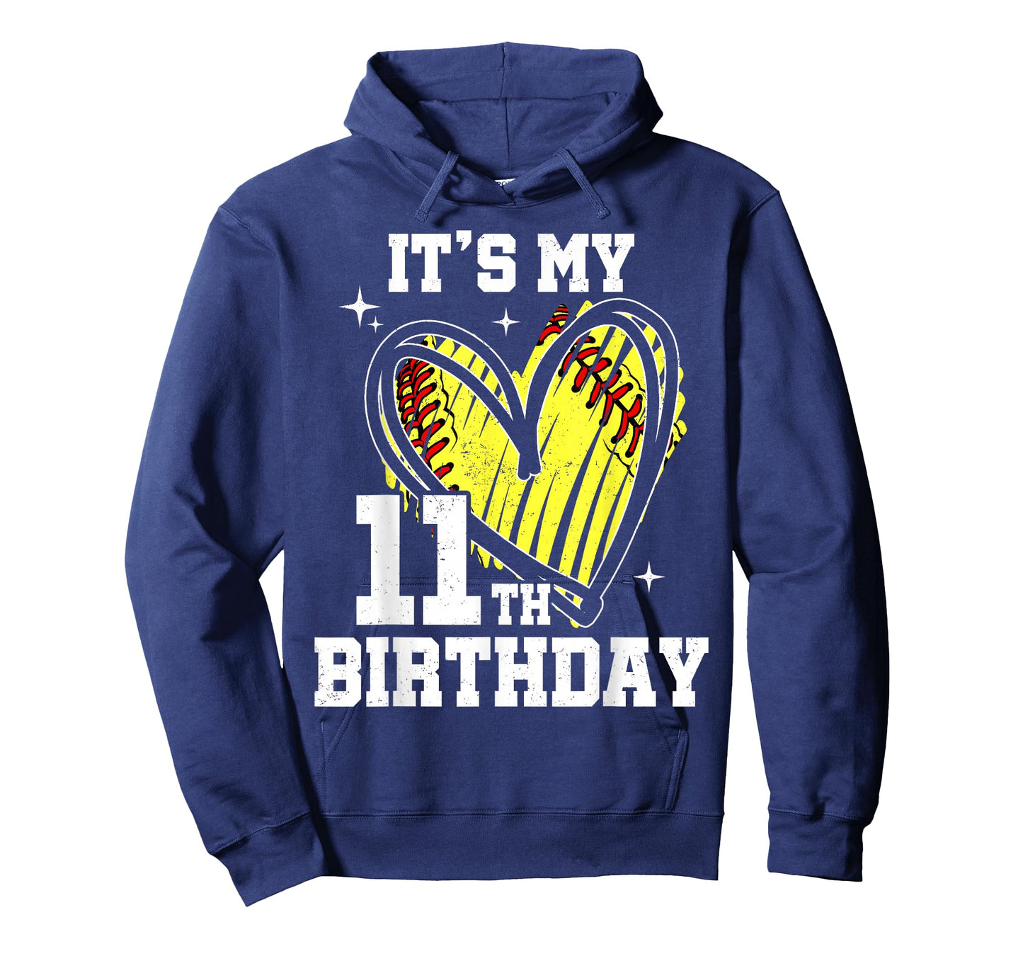 It's My 11th Birthday Softball Heart 11 Year Old Birthday T-Shirt