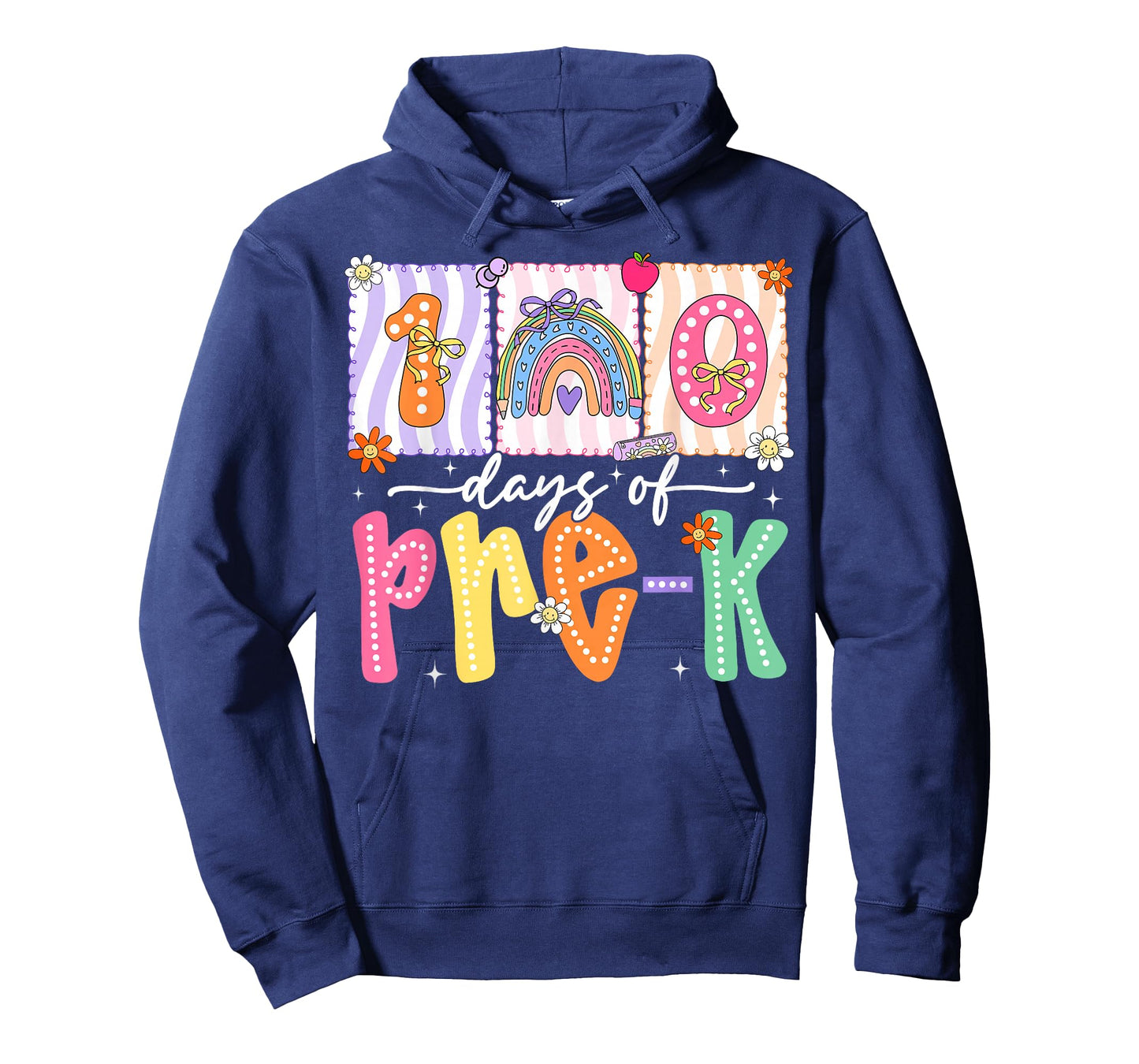 Preppy Rainbow Coquette Bow 100 Days of Pre-K Girl Kid T-Shirt